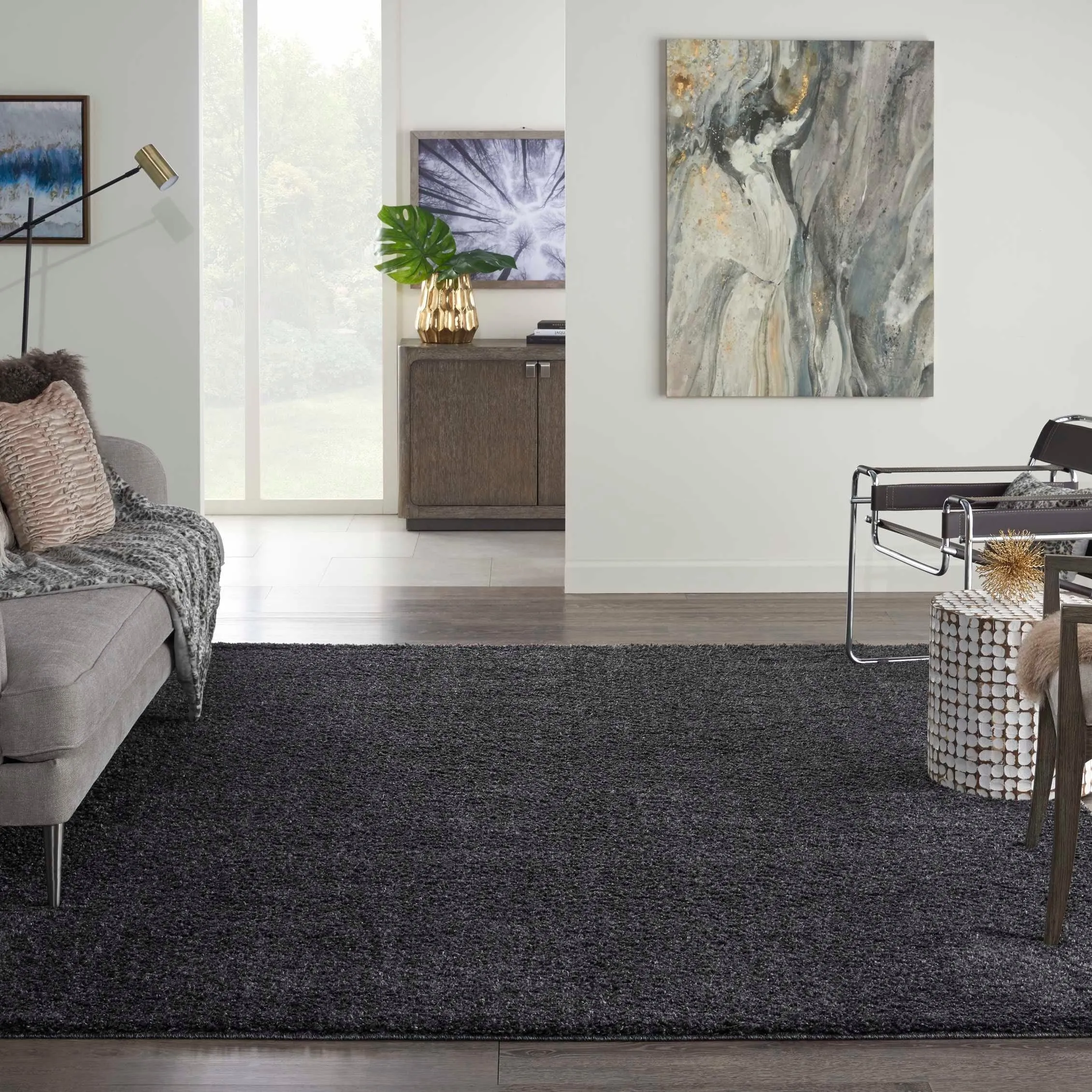 Nourison Shangri-La Solid Modern Plush Shag Area Rug