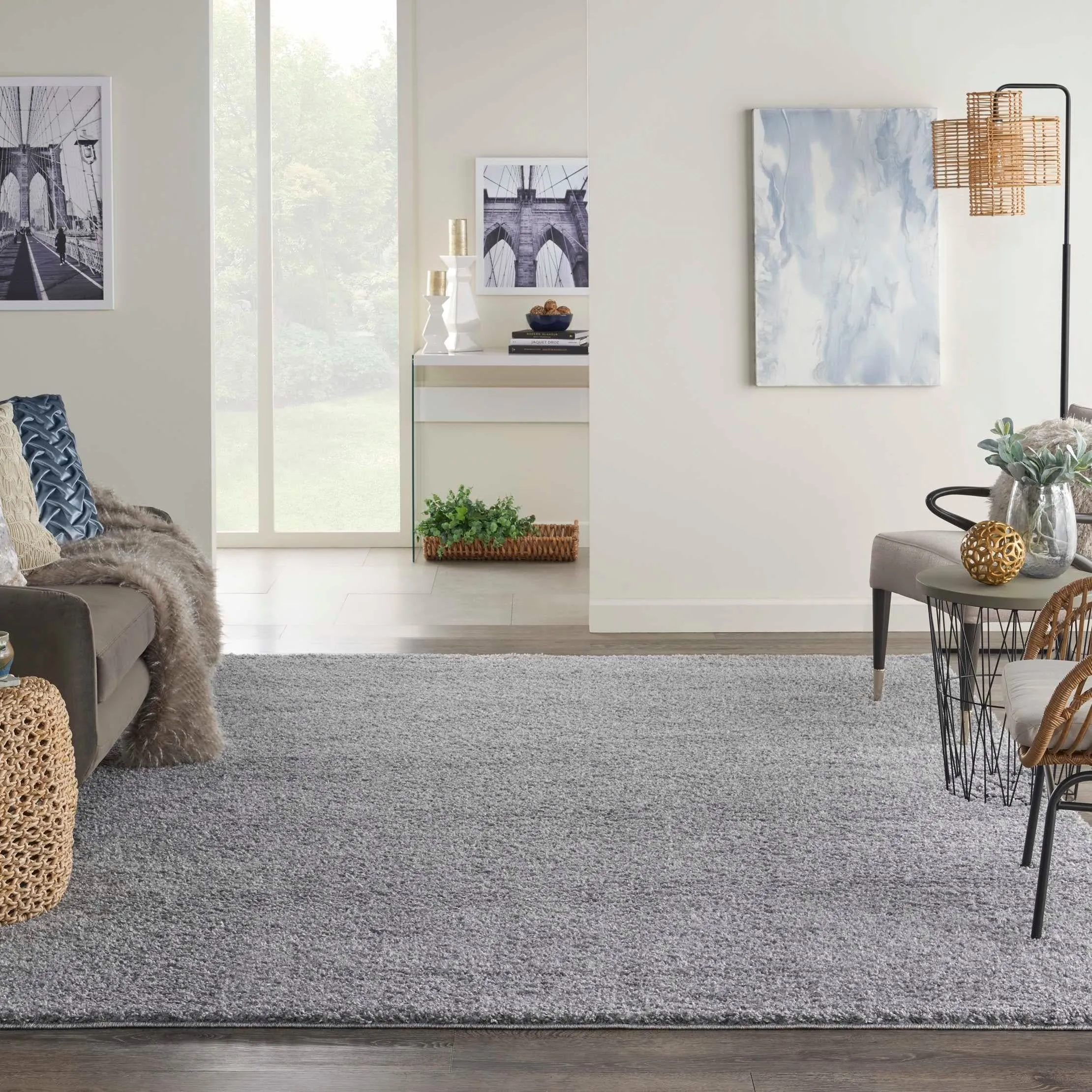 Nourison Shangri-La Solid Modern Plush Shag Area Rug
