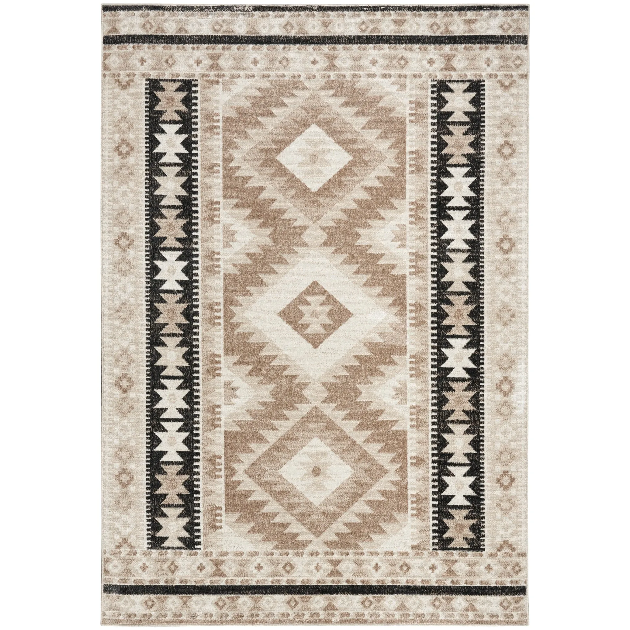 Nourison Washable Beauty Machine Washable Indoor only Beige Geometric Area Rug