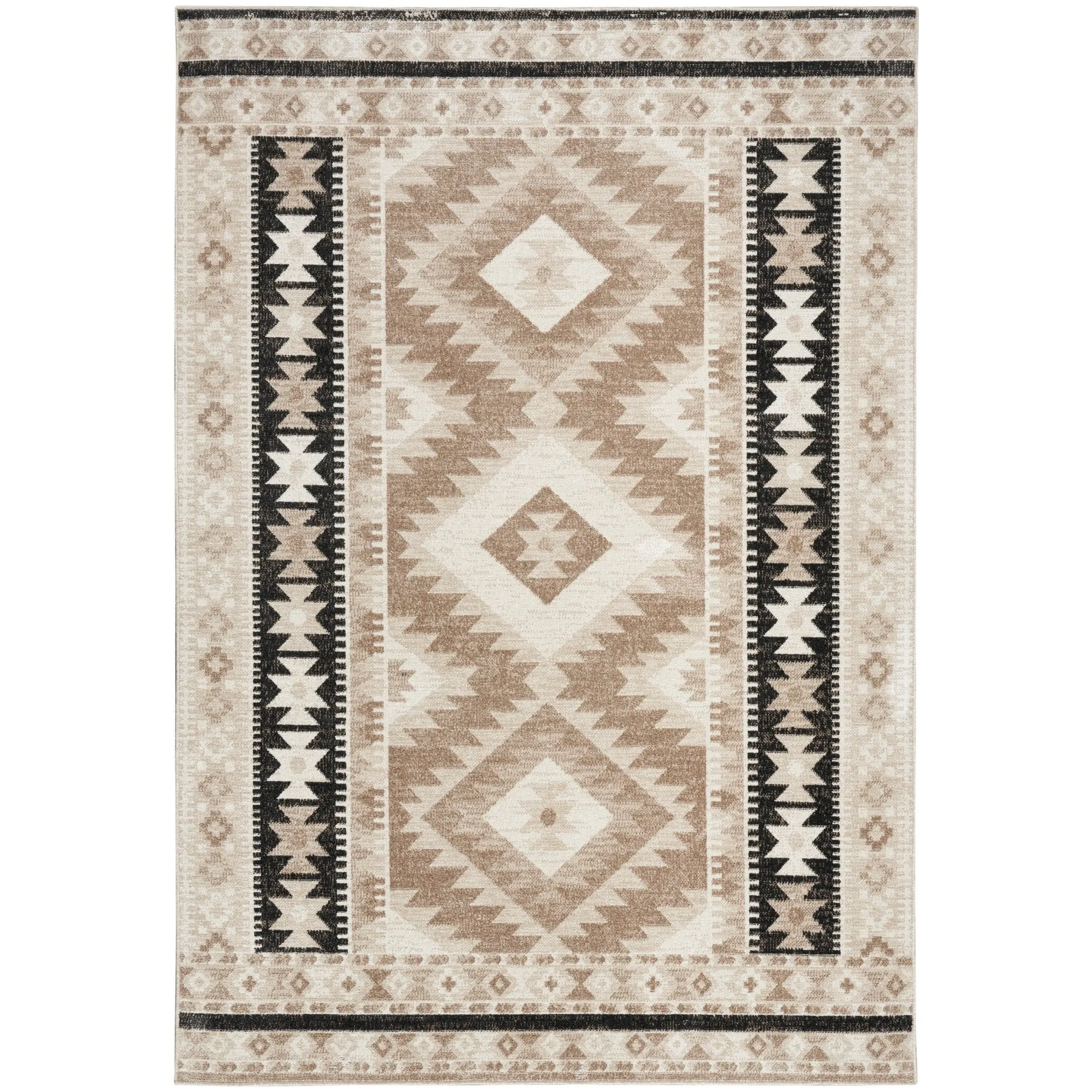 Nourison Washable Beauty Machine Washable Indoor only Beige Geometric Area Rug