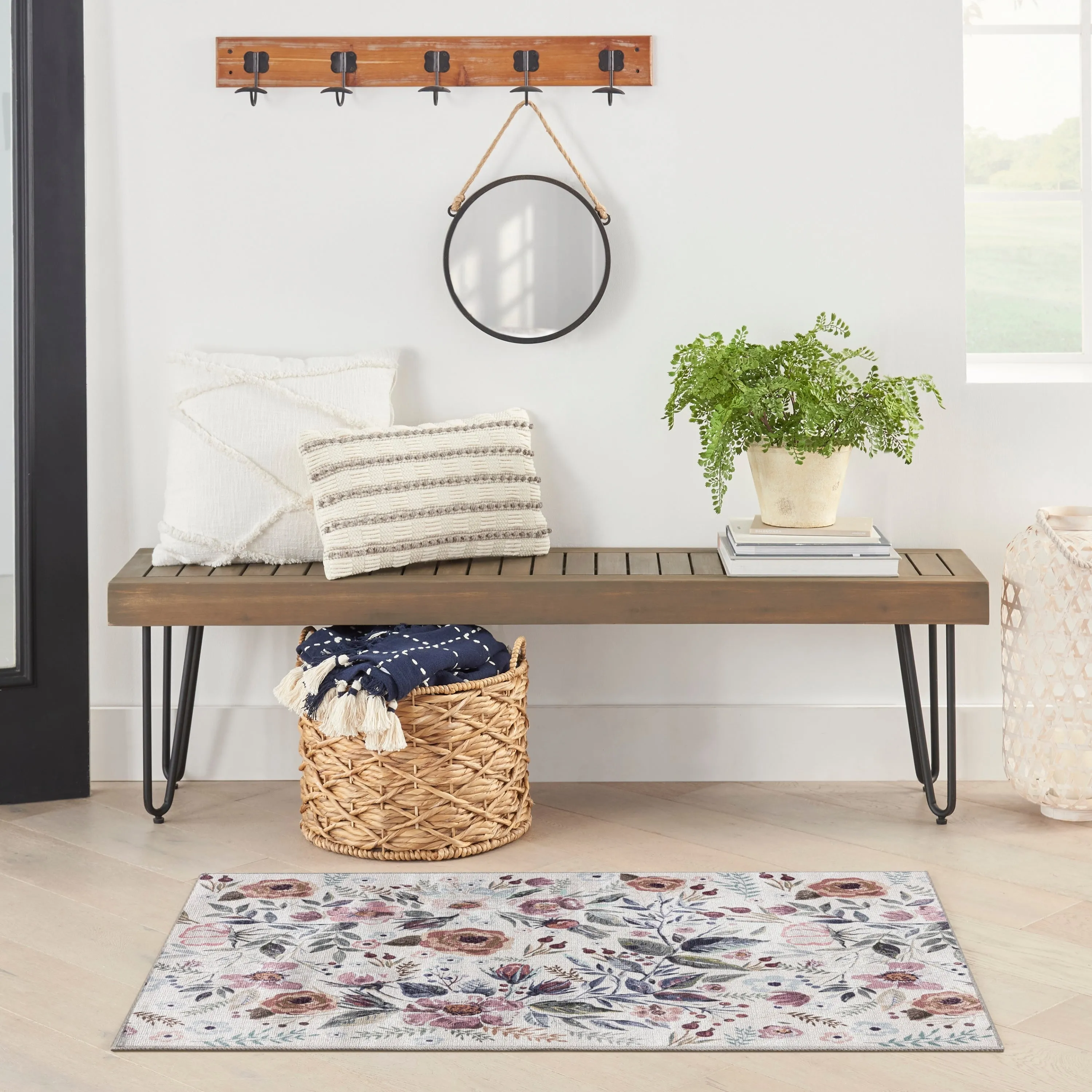 Nourison Washables Indoor Multicolored Floral Area Rug