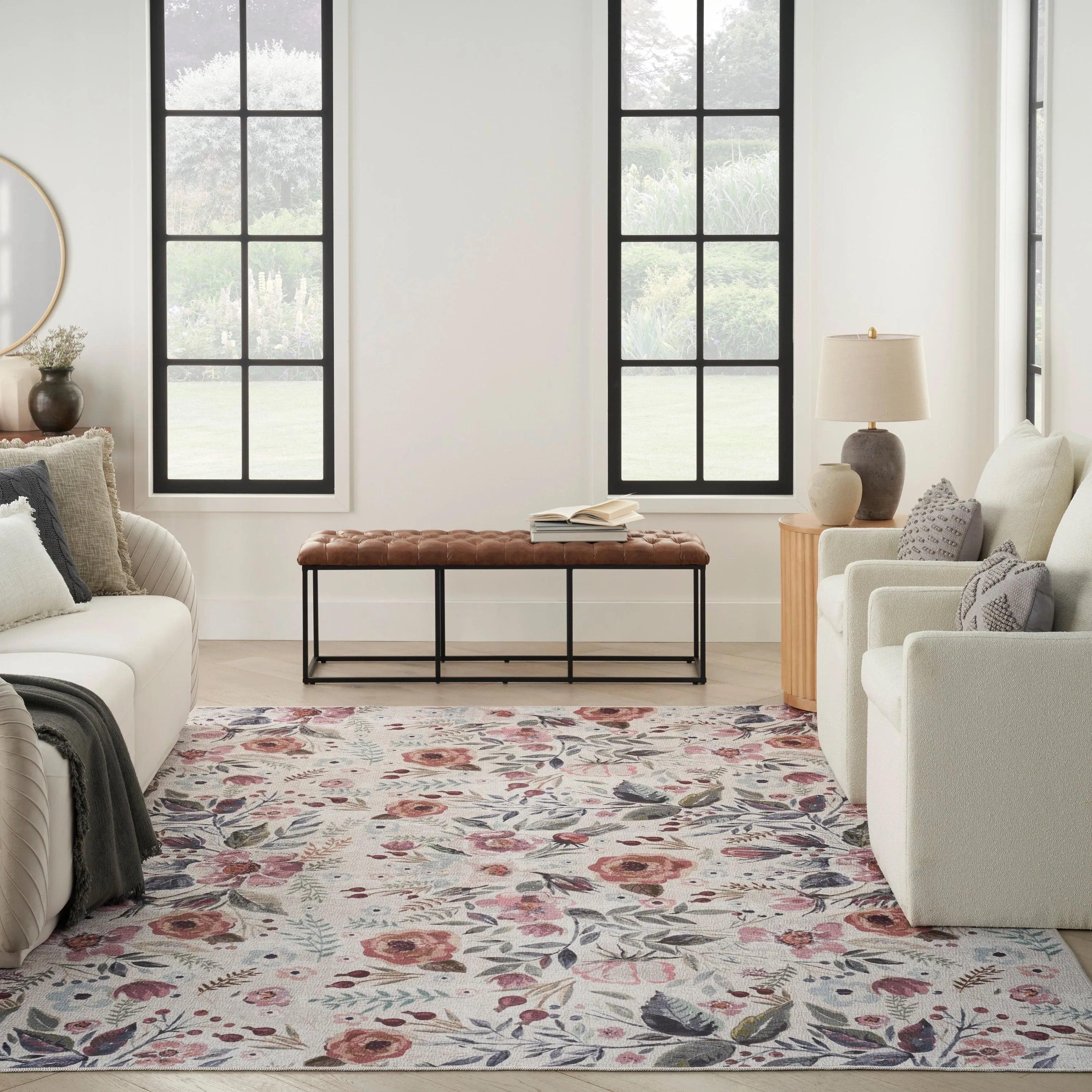 Nourison Washables Indoor Multicolored Floral Area Rug