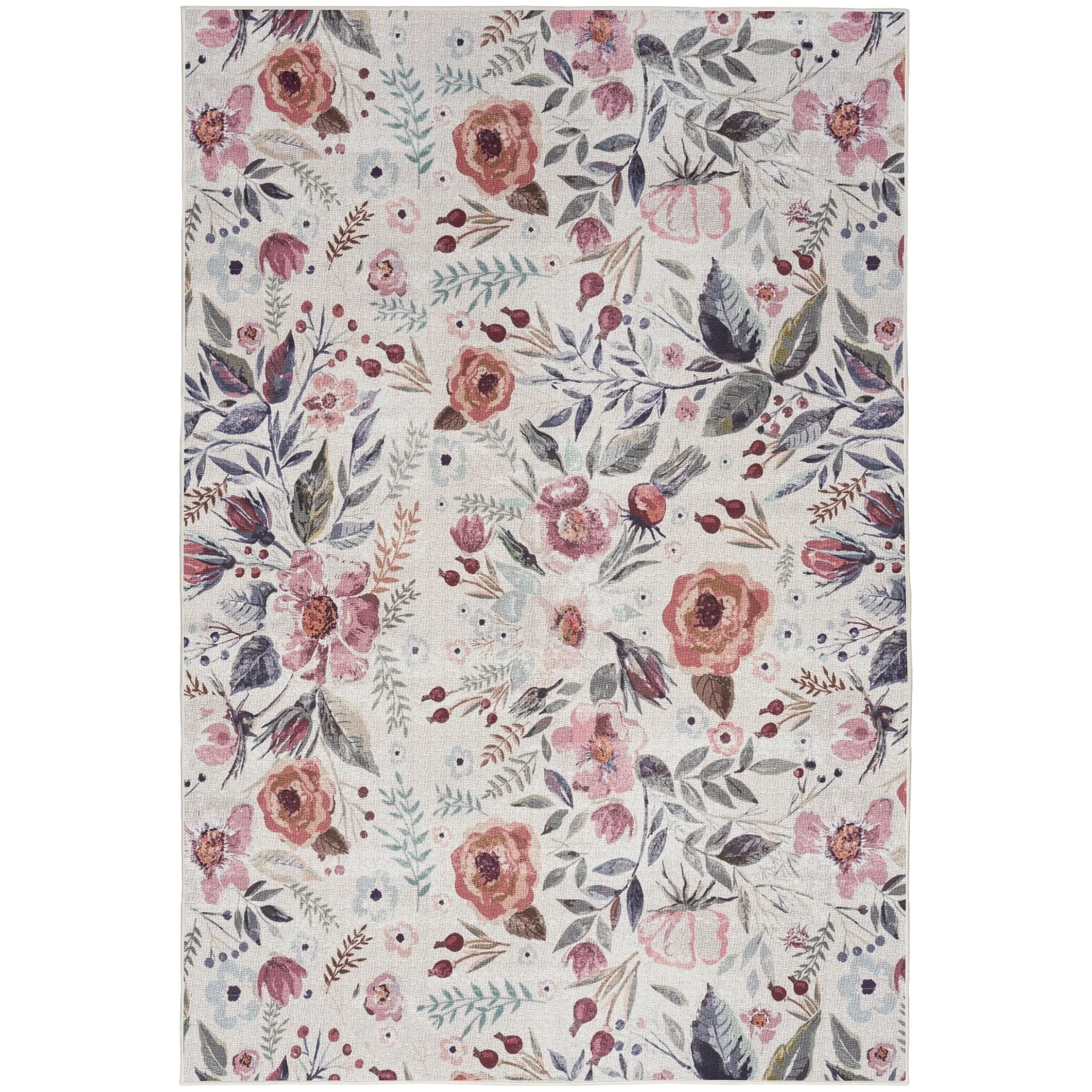 Nourison Washables Indoor Multicolored Floral Area Rug