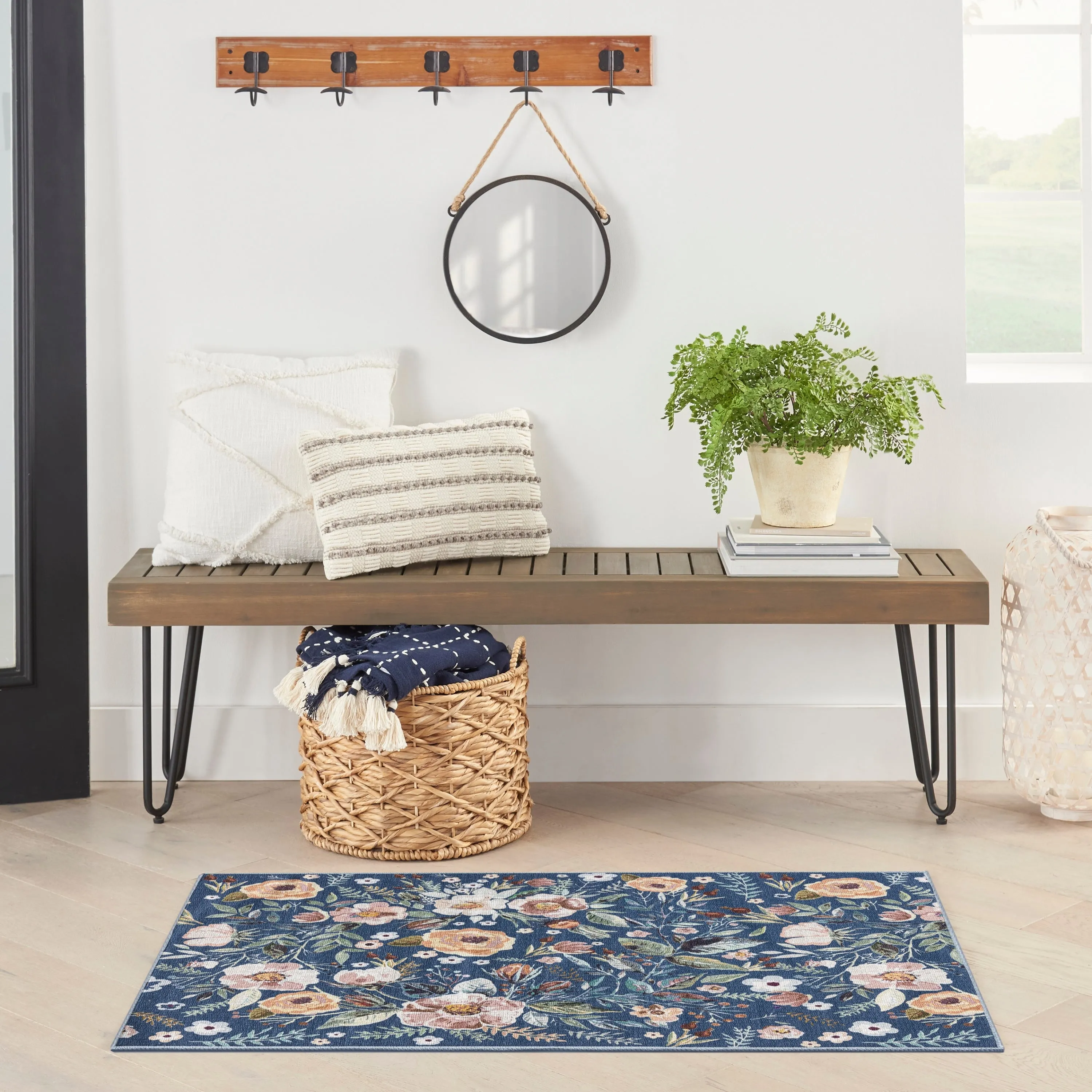 Nourison Washables Indoor Multicolored Floral Area Rug