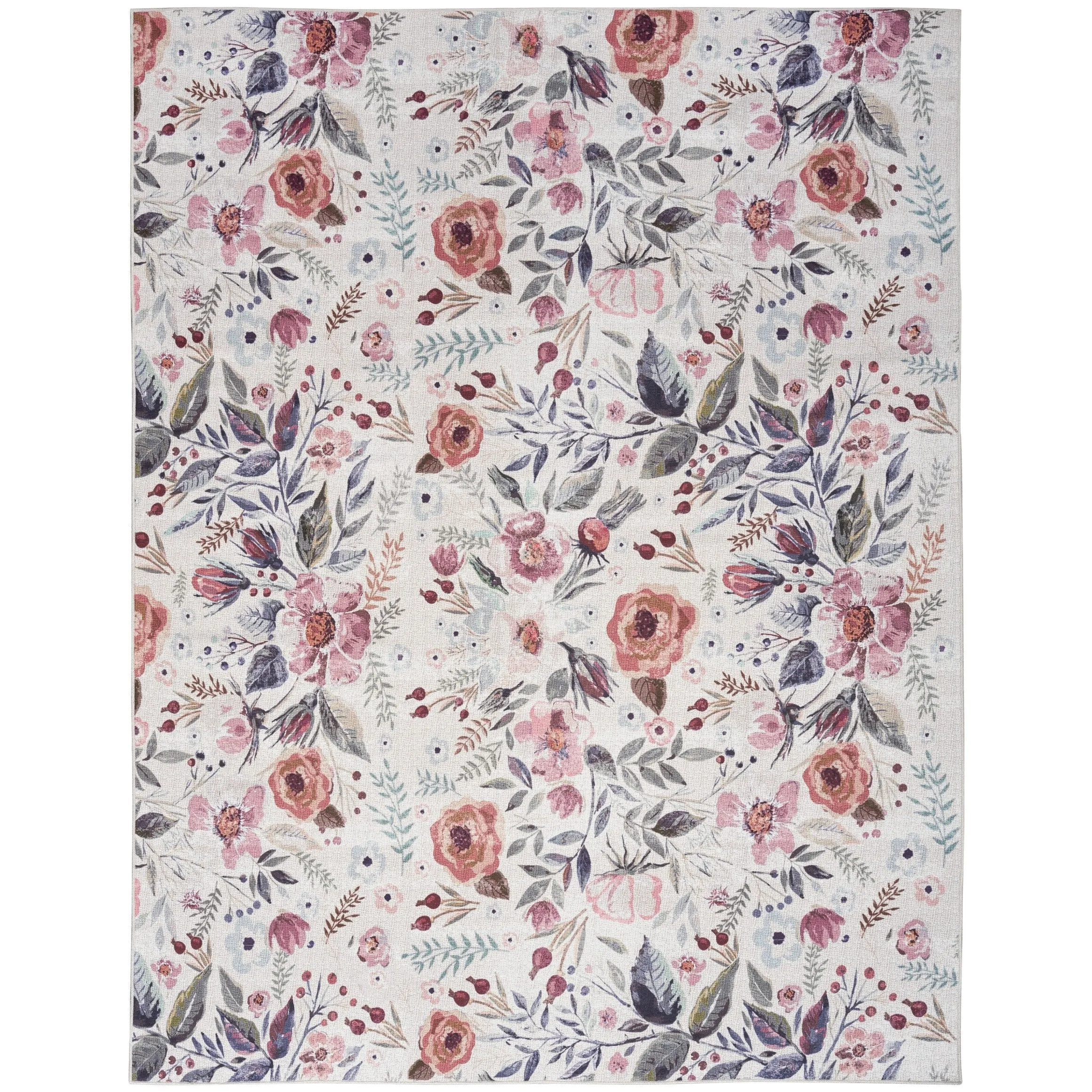 Nourison Washables Indoor Multicolored Floral Area Rug