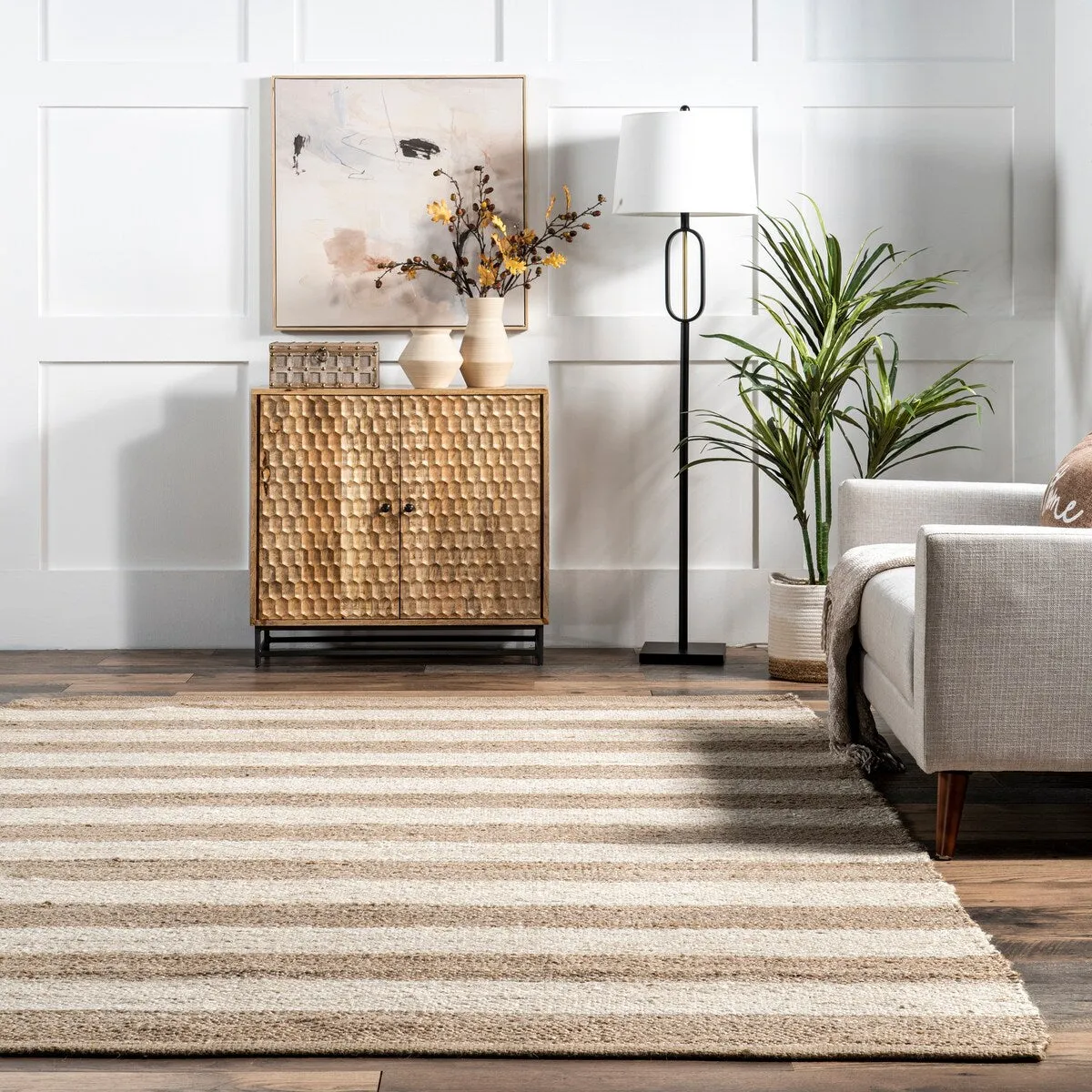 Nuloom Alisia Flatweave Striped Jute Area Rug