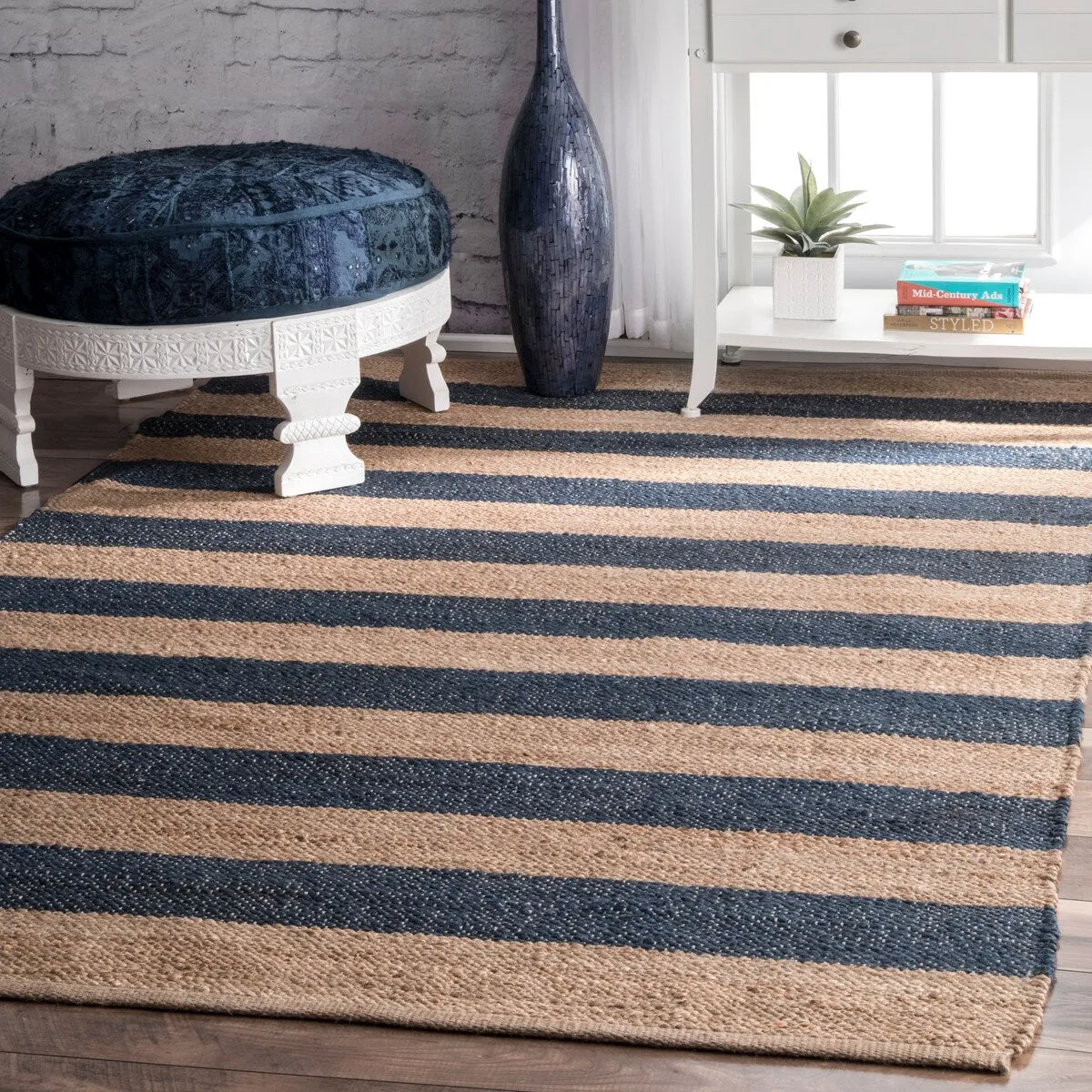 Nuloom Alisia Flatweave Striped Jute Area Rug