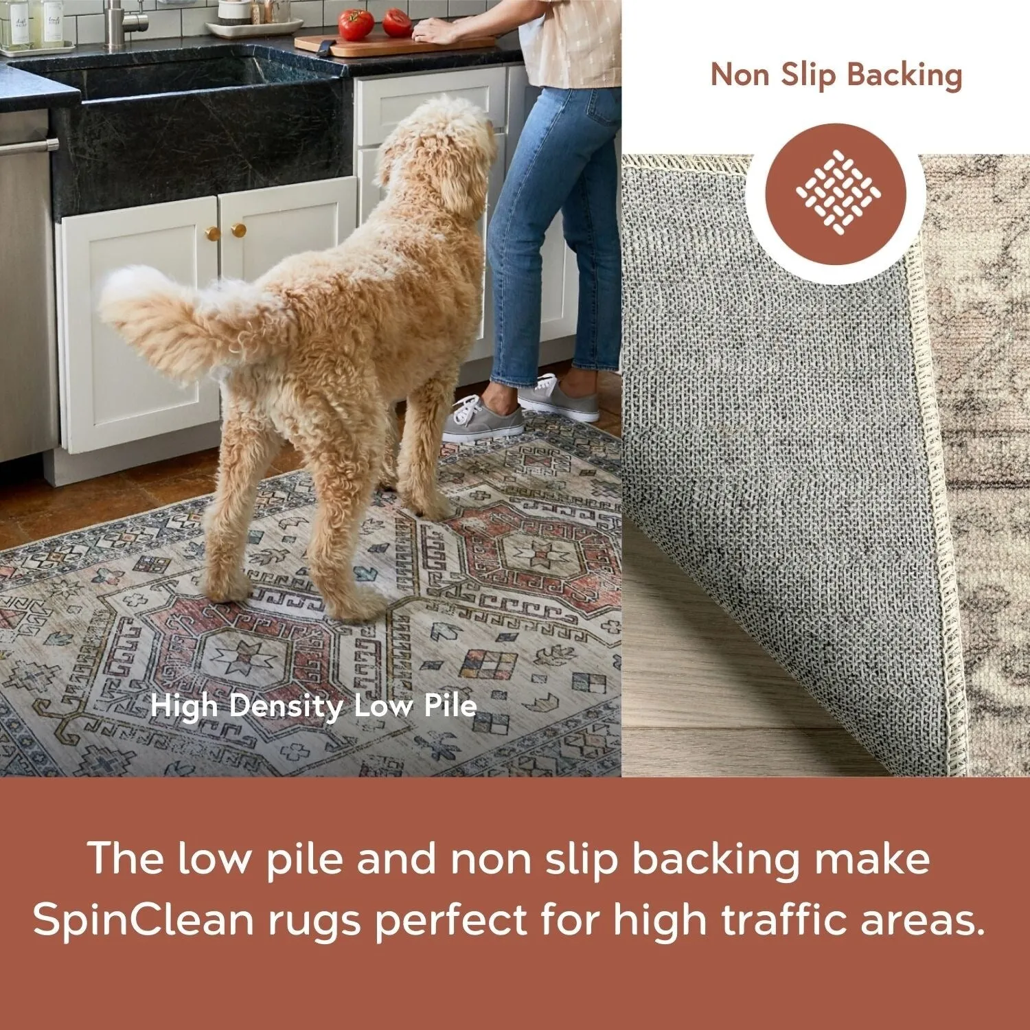 Nuloom Brielle SpinClean Machine Washable Vintage Medallion Area Rug