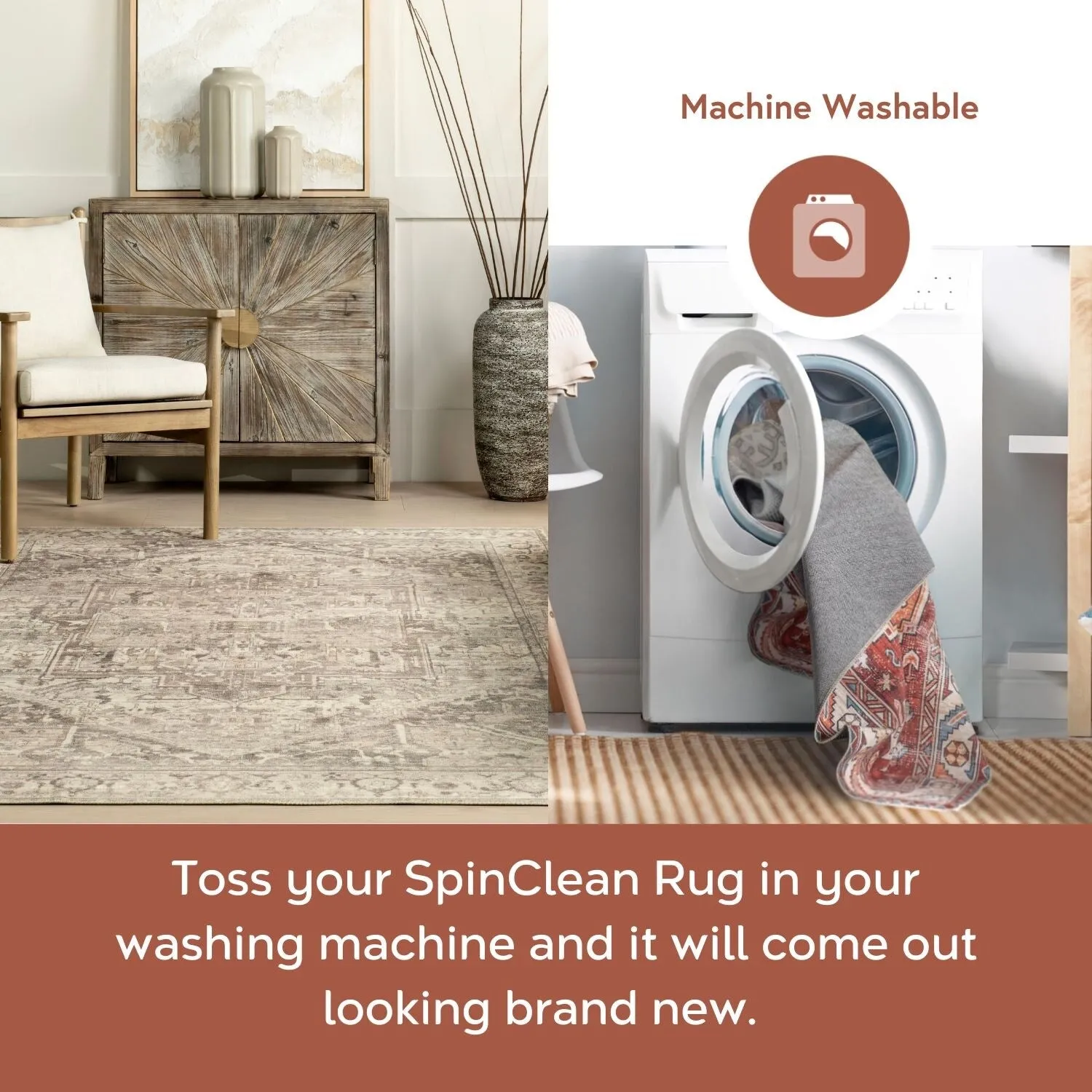 Nuloom Brielle SpinClean Machine Washable Vintage Medallion Area Rug