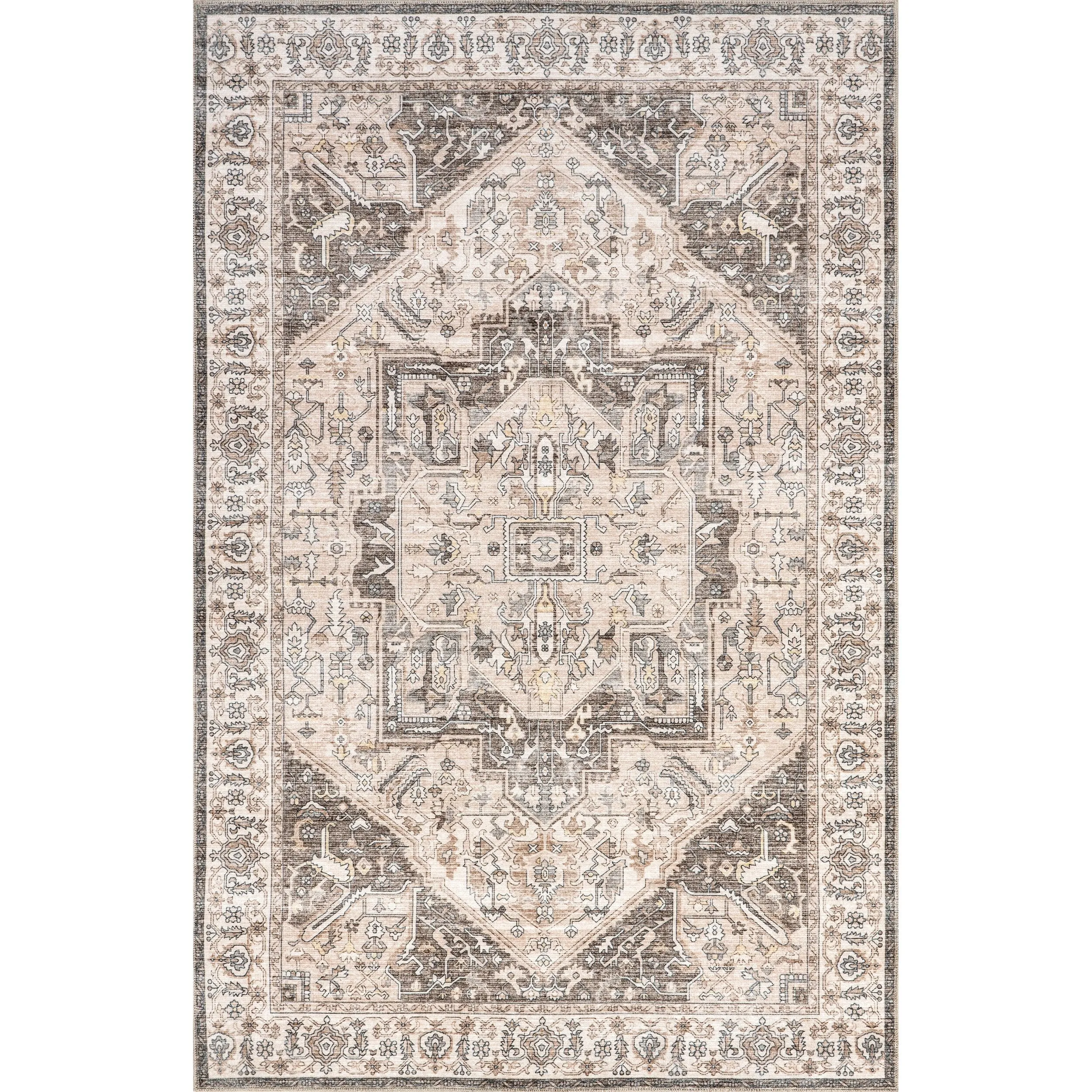 Nuloom Brielle SpinClean Machine Washable Vintage Medallion Area Rug
