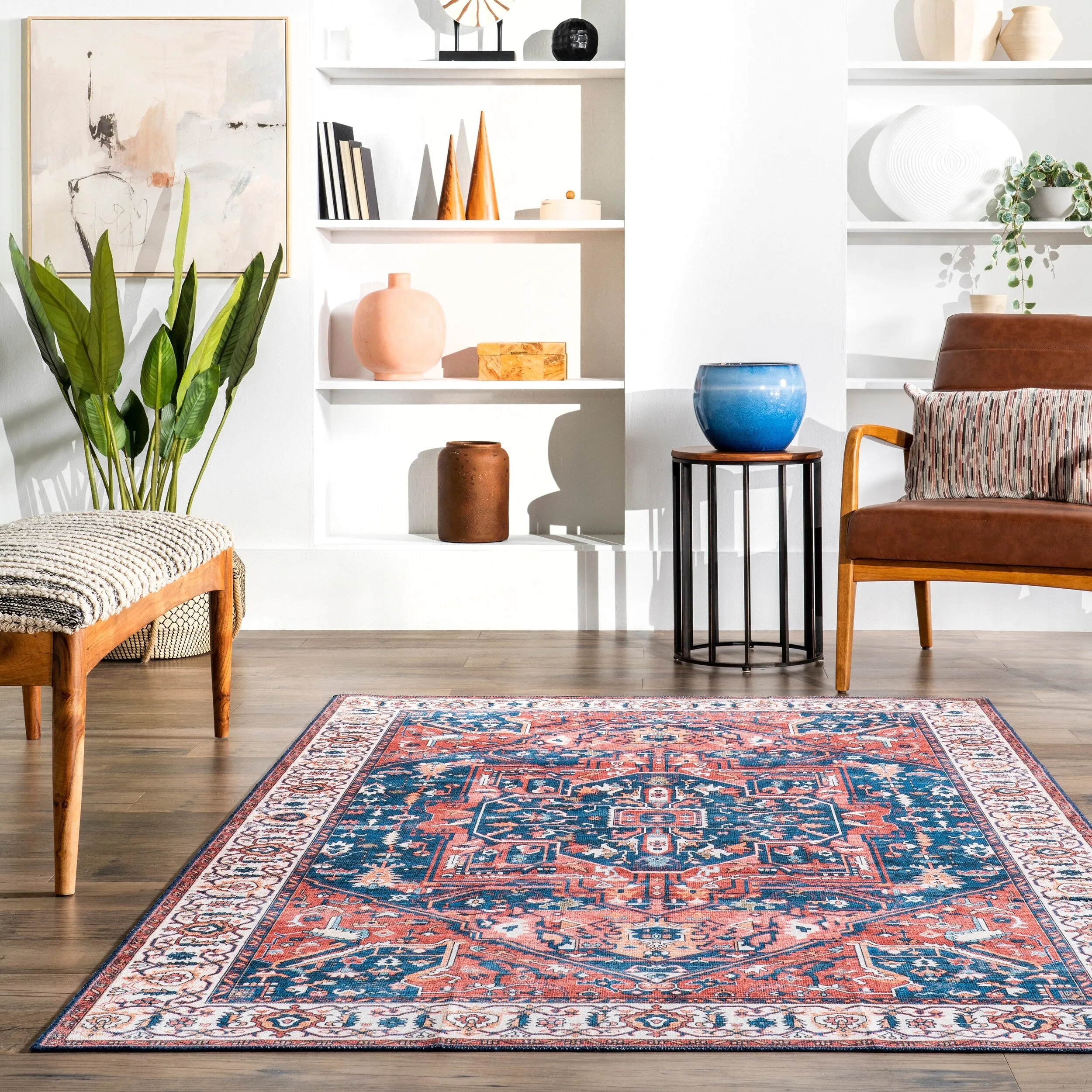 Nuloom Brielle SpinClean Machine Washable Vintage Medallion Area Rug
