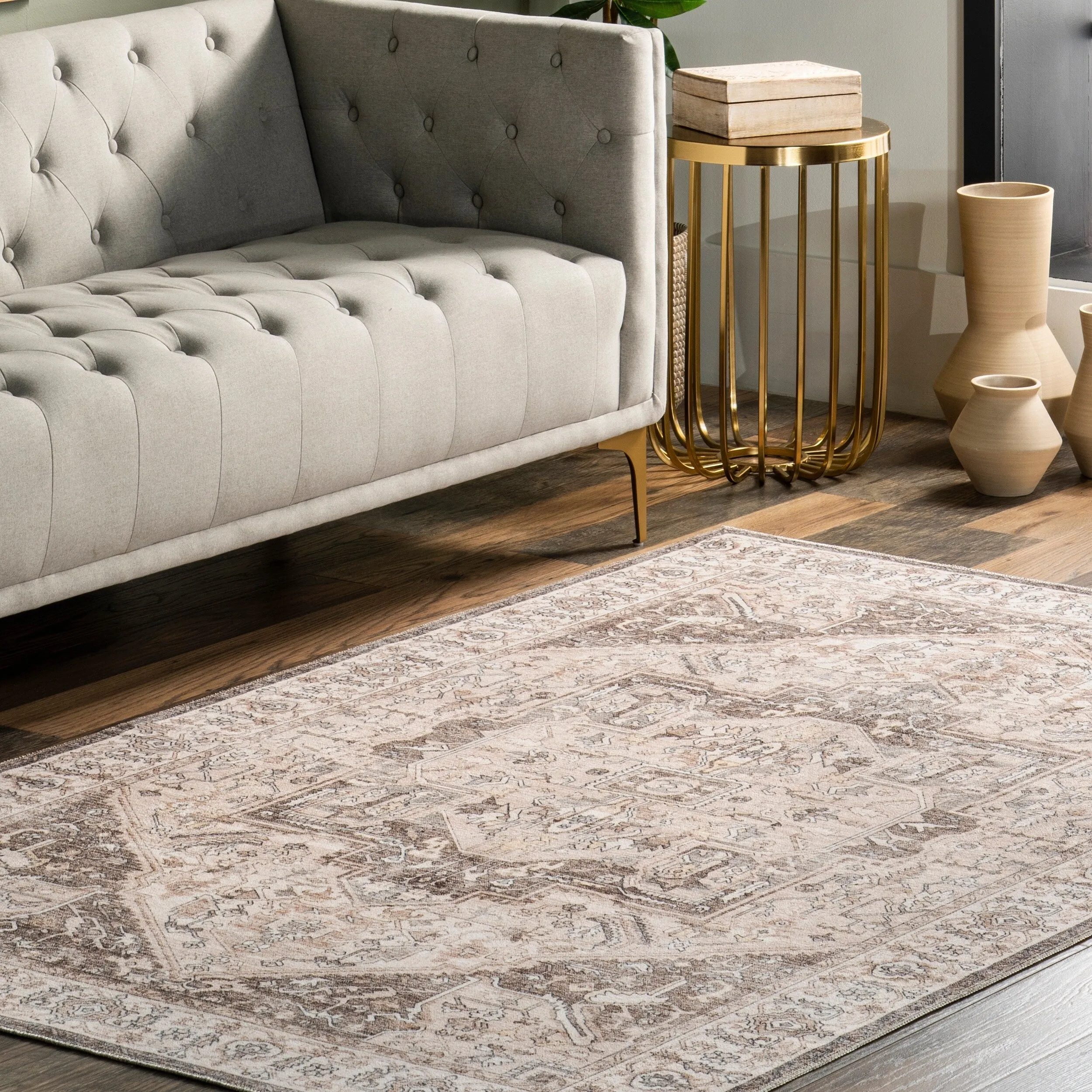 Nuloom Brielle SpinClean Machine Washable Vintage Medallion Area Rug