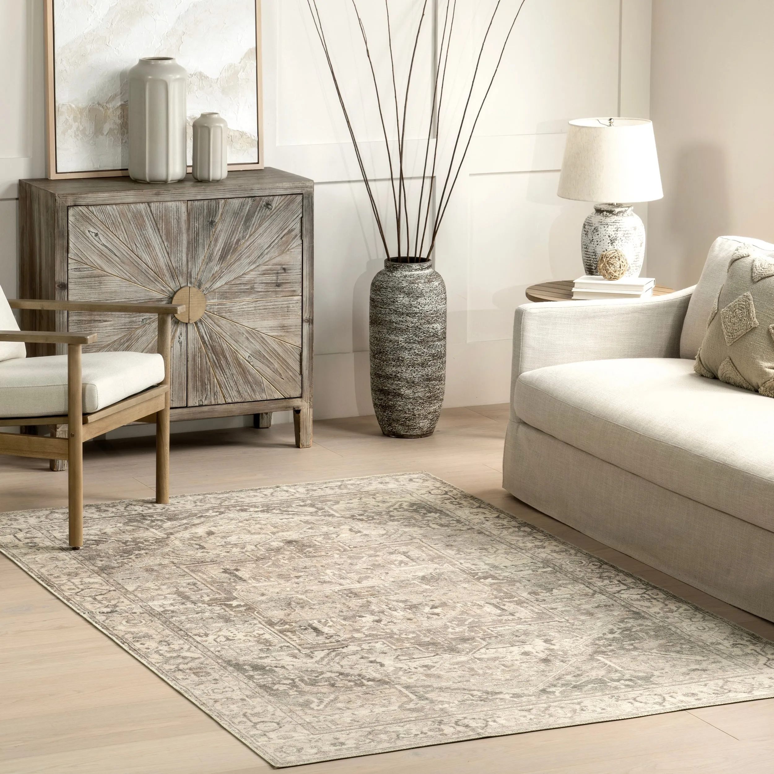 Nuloom Brielle SpinClean Machine Washable Vintage Medallion Area Rug