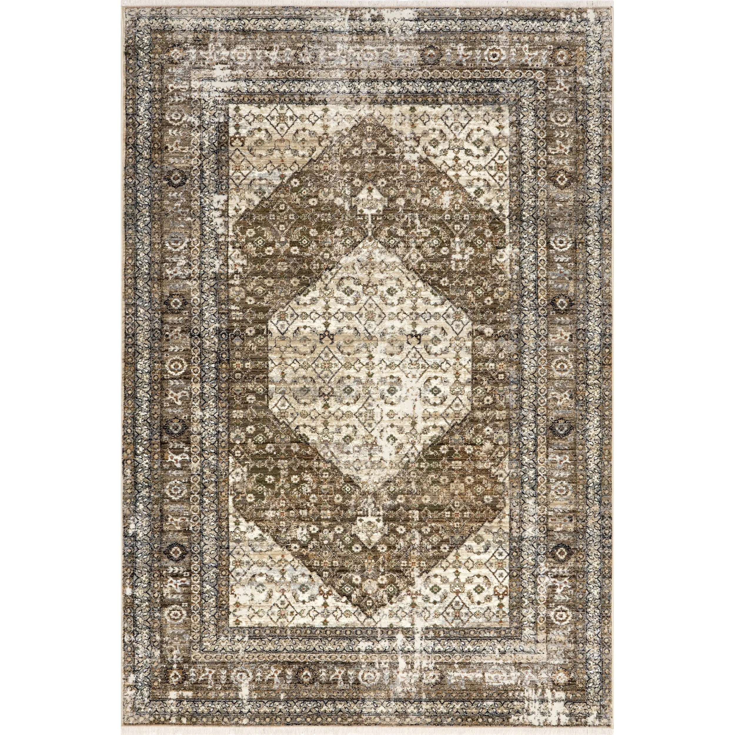 Nuloom Charvi Distressed Medallion Fringe Area Rug