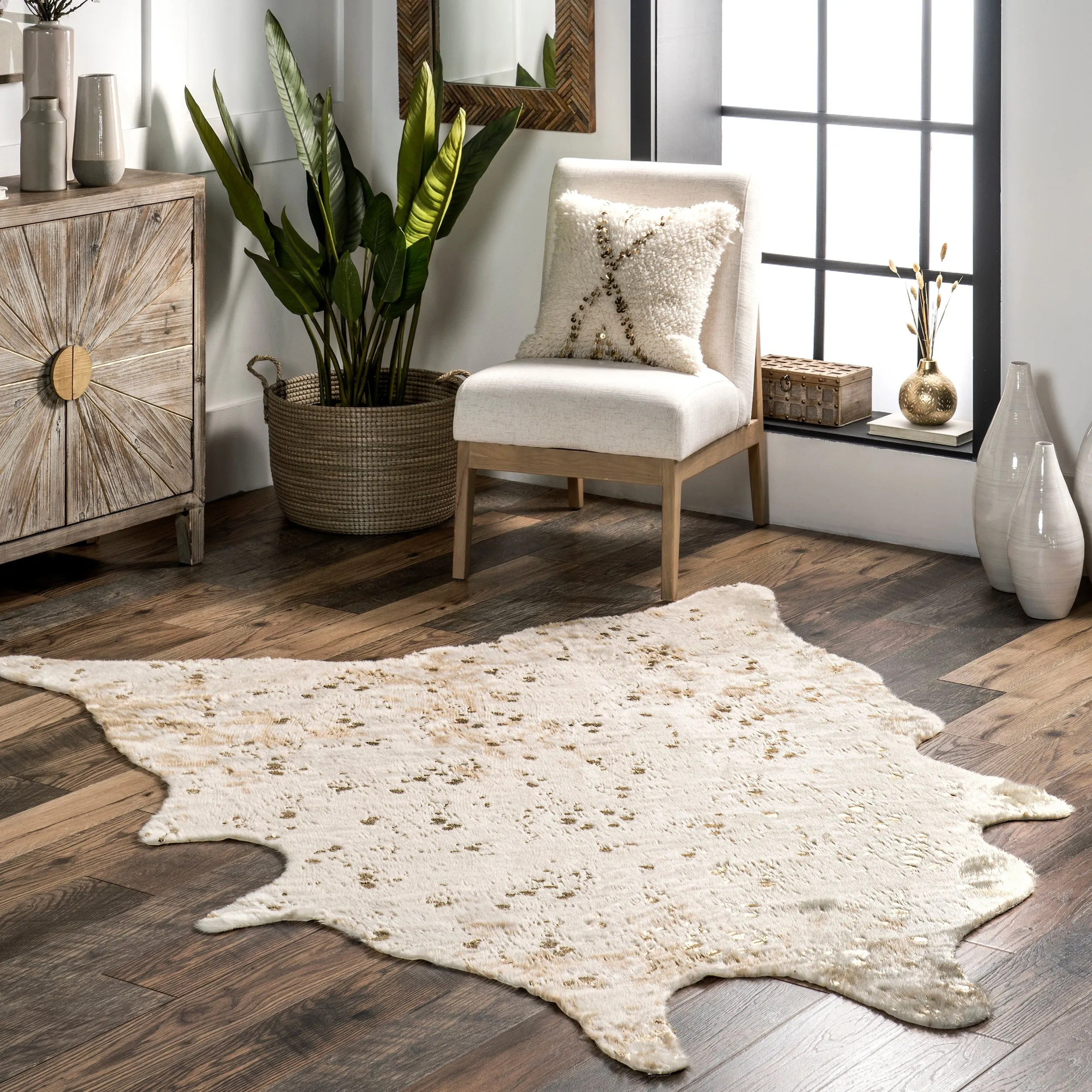 Nuloom Contemporary Faux Animal Prints Cowhide Area Rug