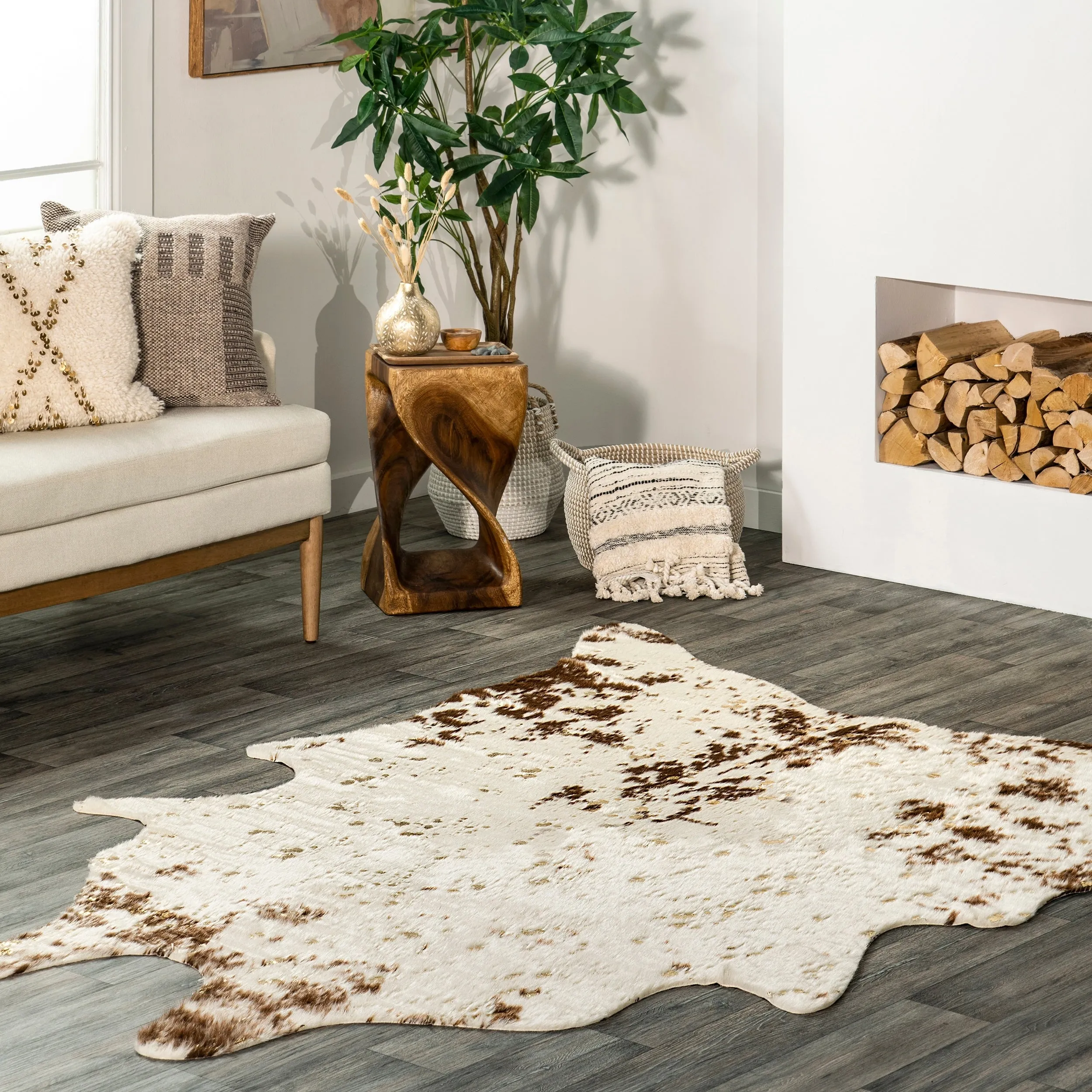 Nuloom Contemporary Faux Animal Prints Cowhide Area Rug