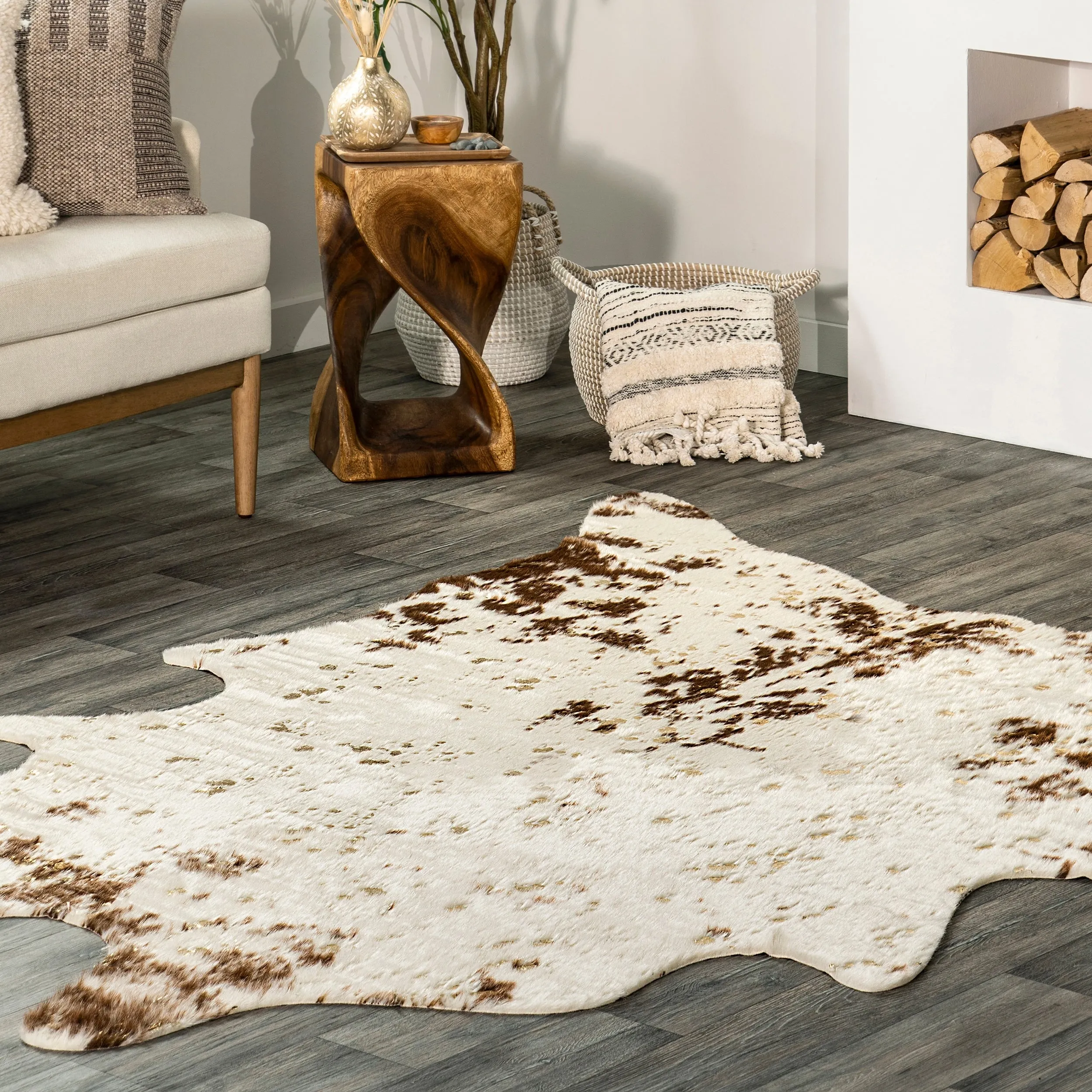 Nuloom Contemporary Faux Animal Prints Cowhide Area Rug