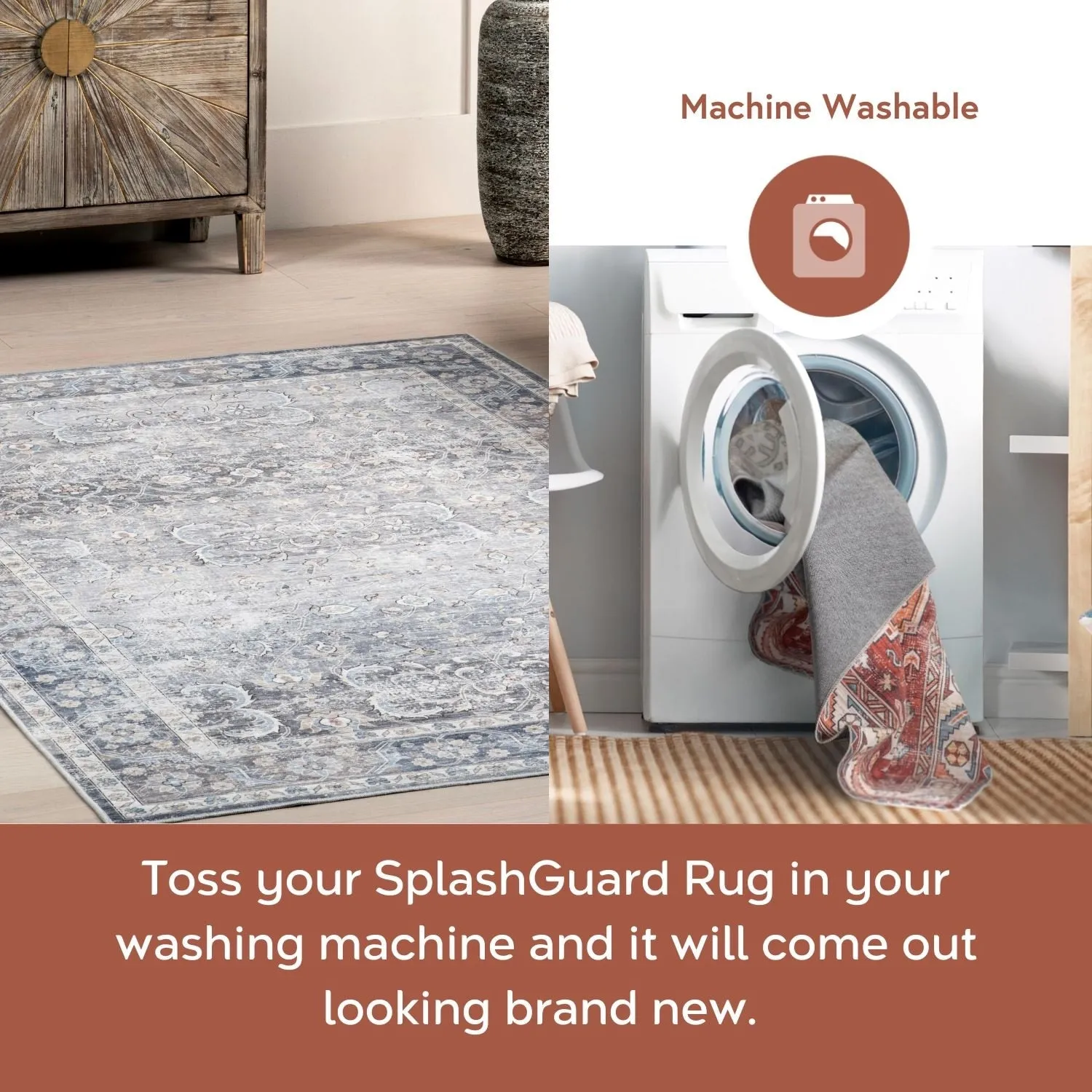 Nuloom Cyra Splashguard Graphic Machine Washable Area Rug