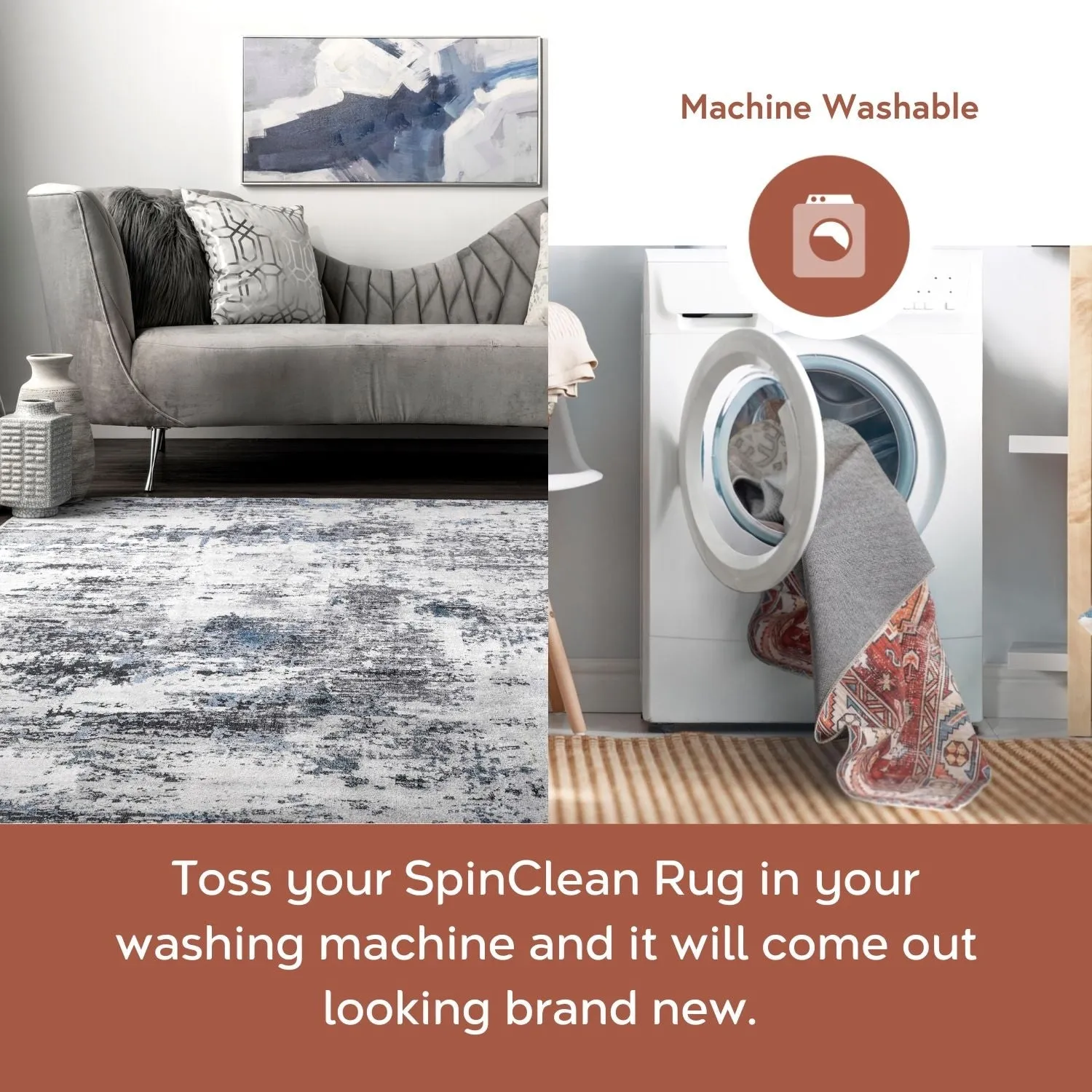 Nuloom Dali SpinClean Abstract Machine Washable Area Rug