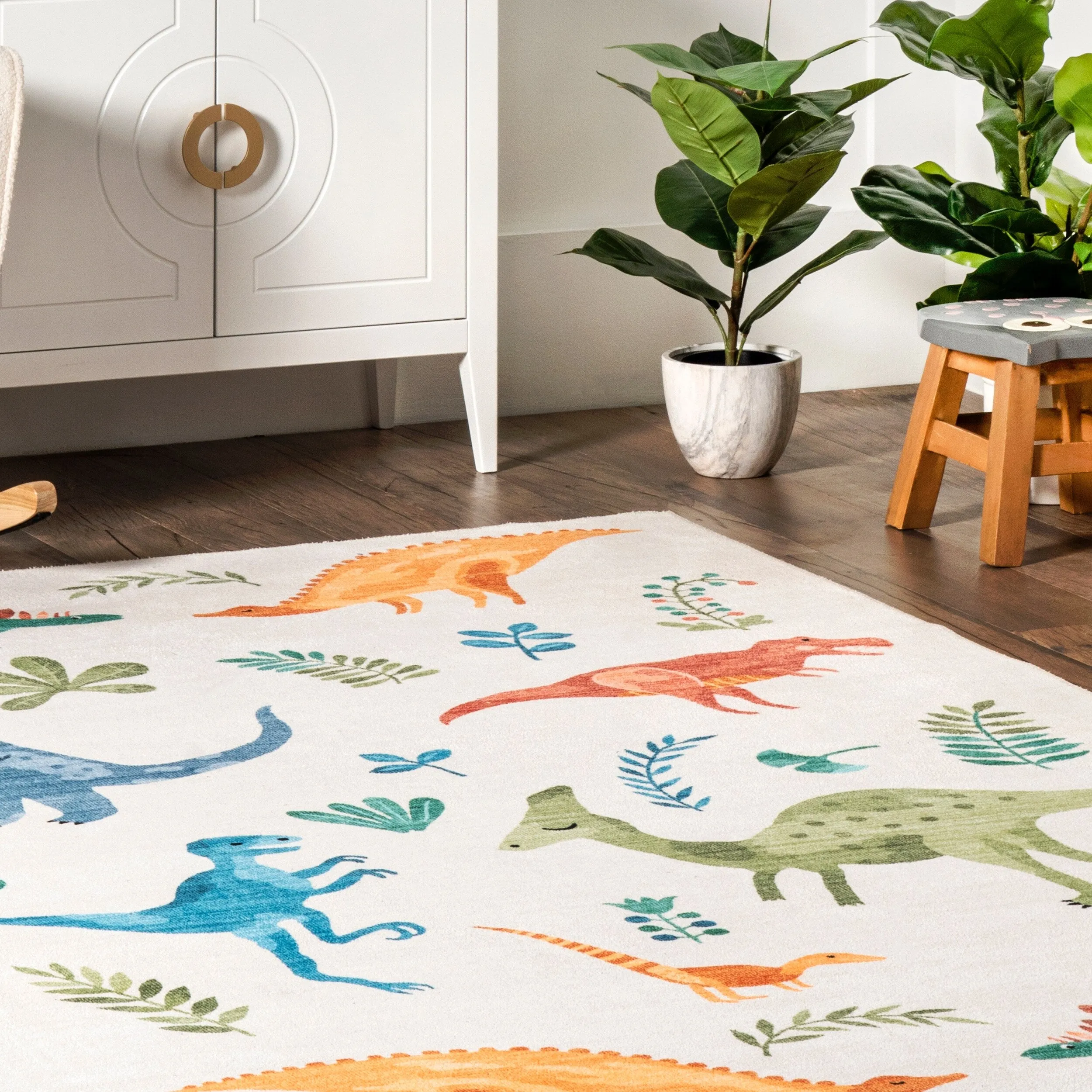 Nuloom Eamon Dinosaur SpinClean Machine Washable Kids Area Rug