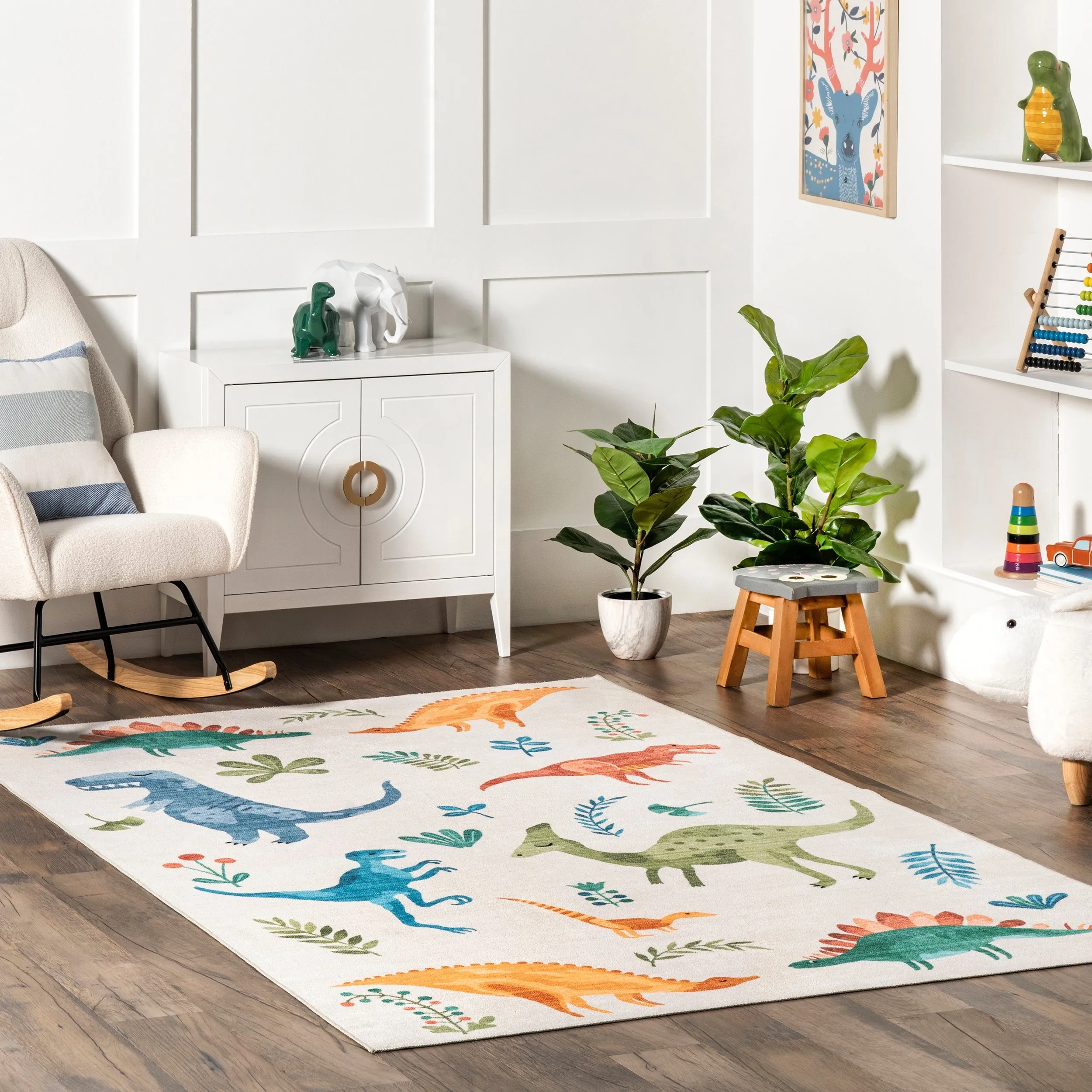 Nuloom Eamon Dinosaur SpinClean Machine Washable Kids Area Rug