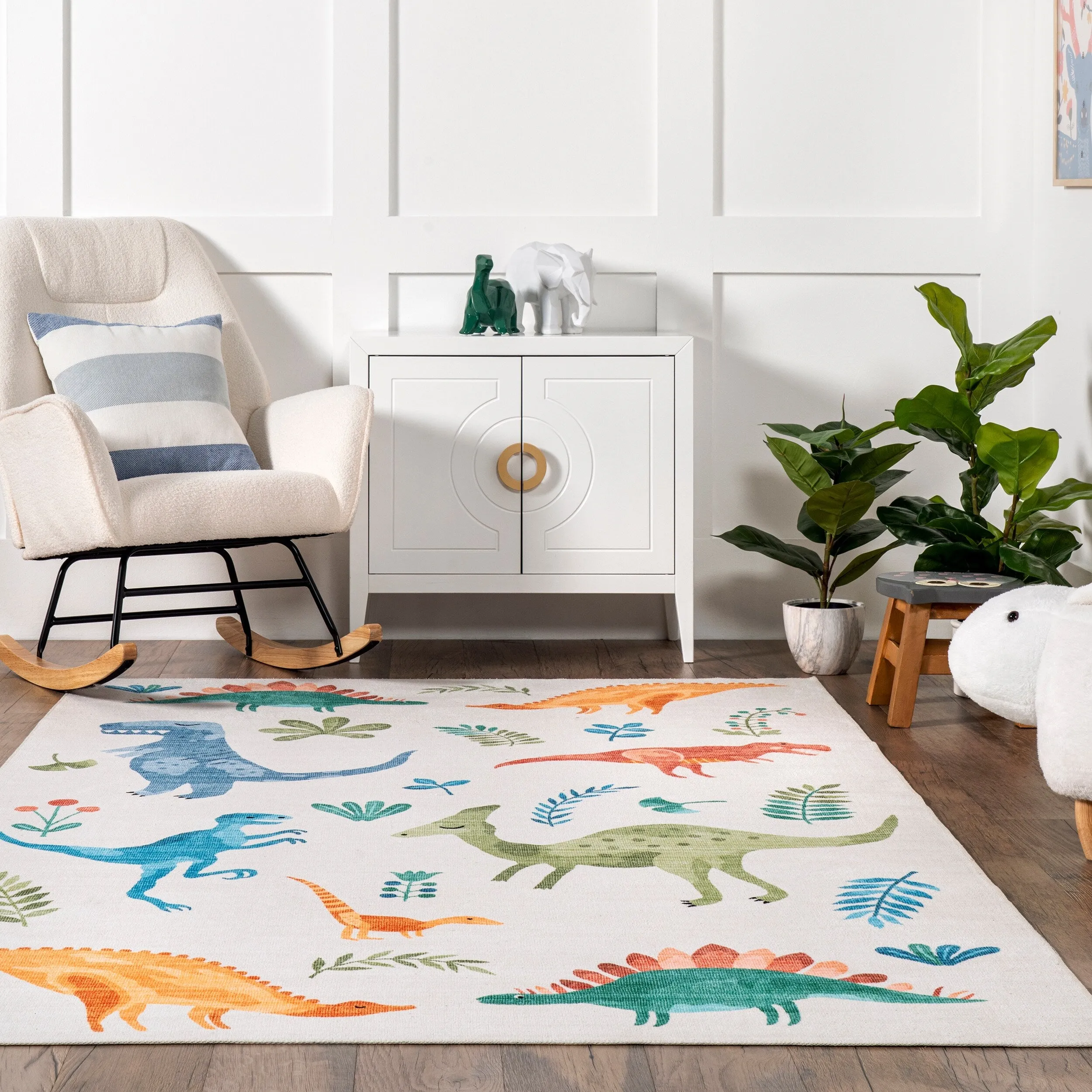 Nuloom Eamon Dinosaur SpinClean Machine Washable Kids Area Rug