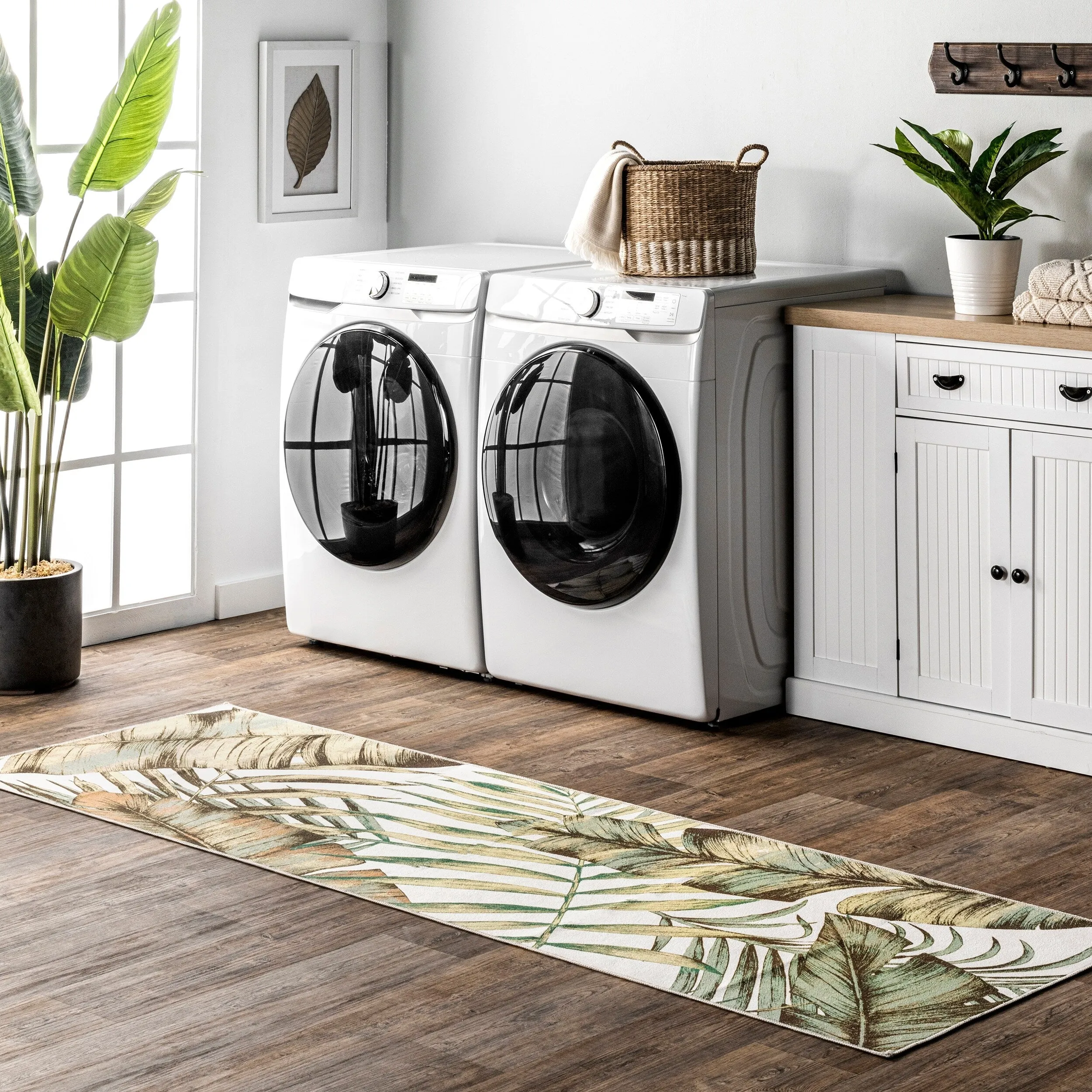 Nuloom Elen SpinClean Machine Washable Natural Leaves Area Rug