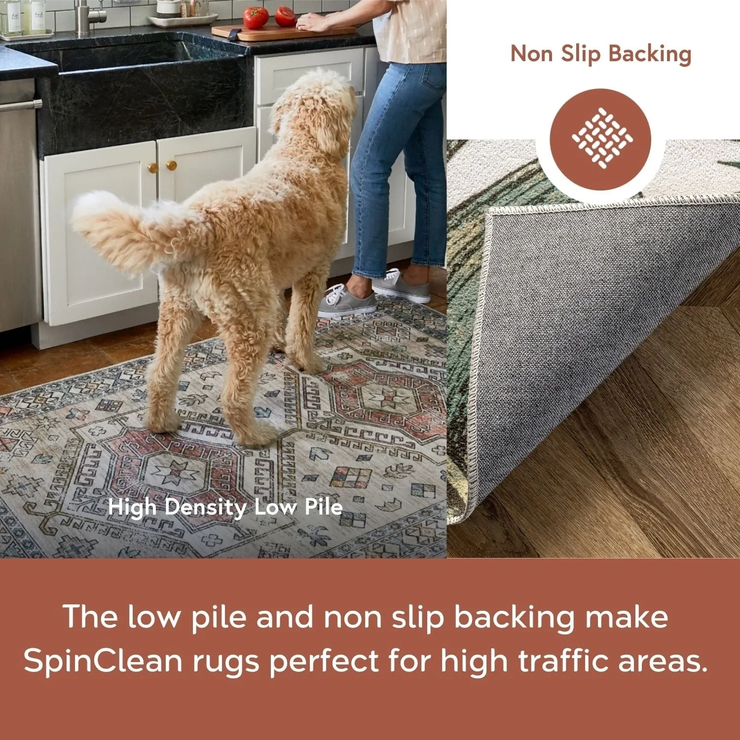 Nuloom Elen SpinClean Machine Washable Natural Leaves Area Rug