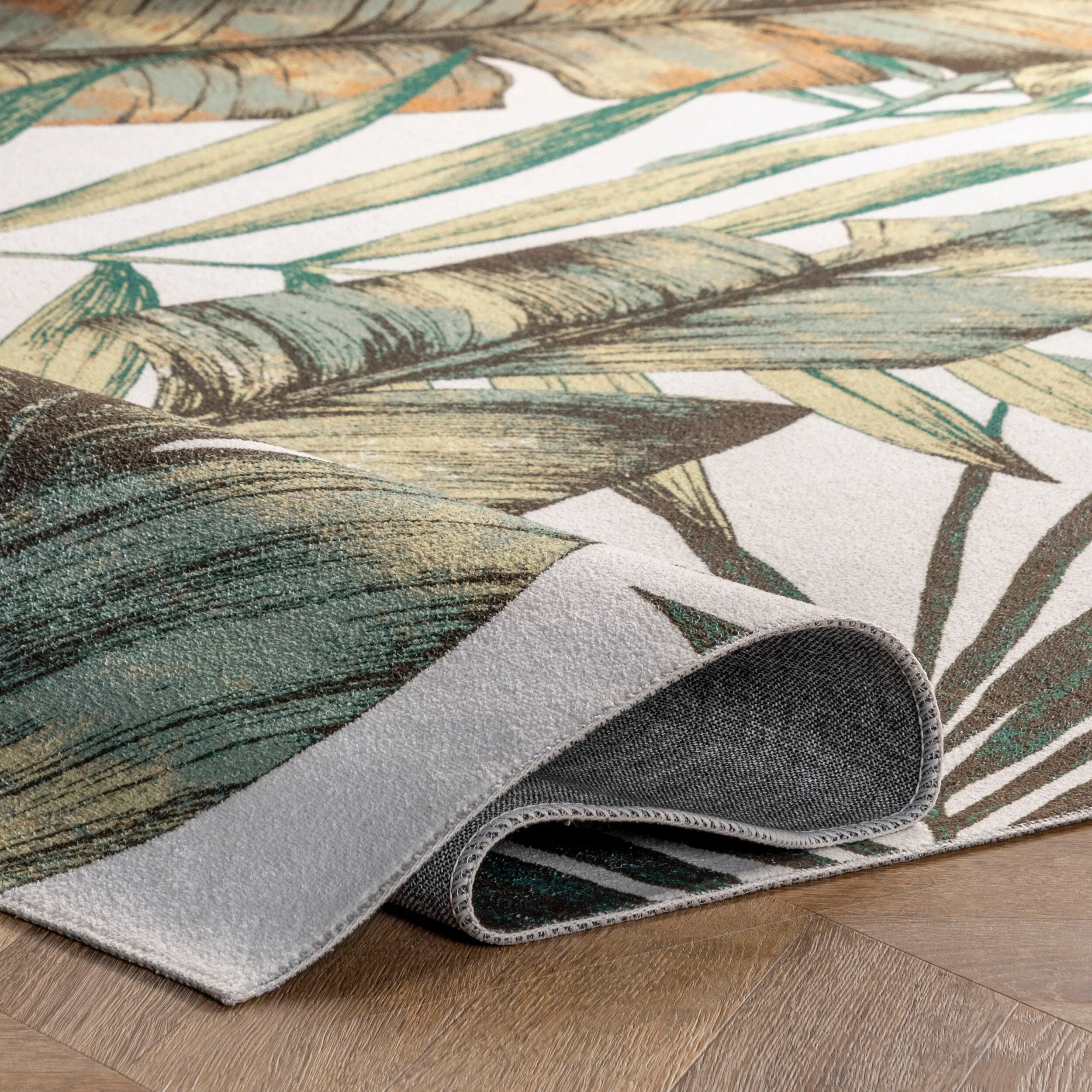 Nuloom Elen SpinClean Machine Washable Natural Leaves Area Rug