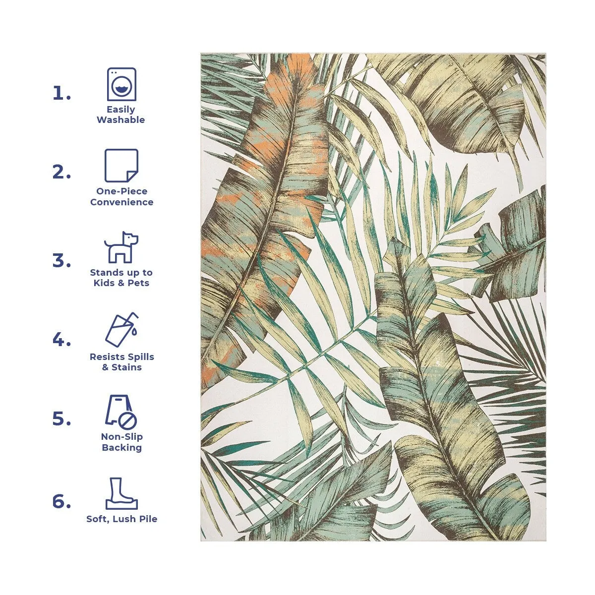 Nuloom Elen SpinClean Machine Washable Natural Leaves Area Rug