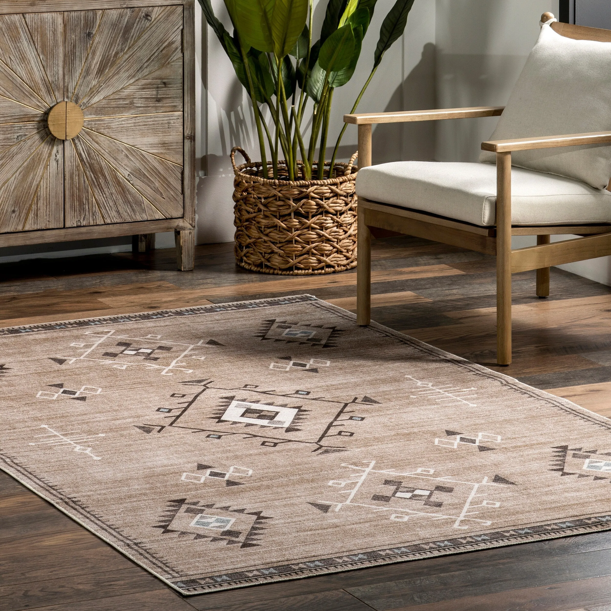 Nuloom Evalyn SpinClean Southwestern Machine Washable Area Rug