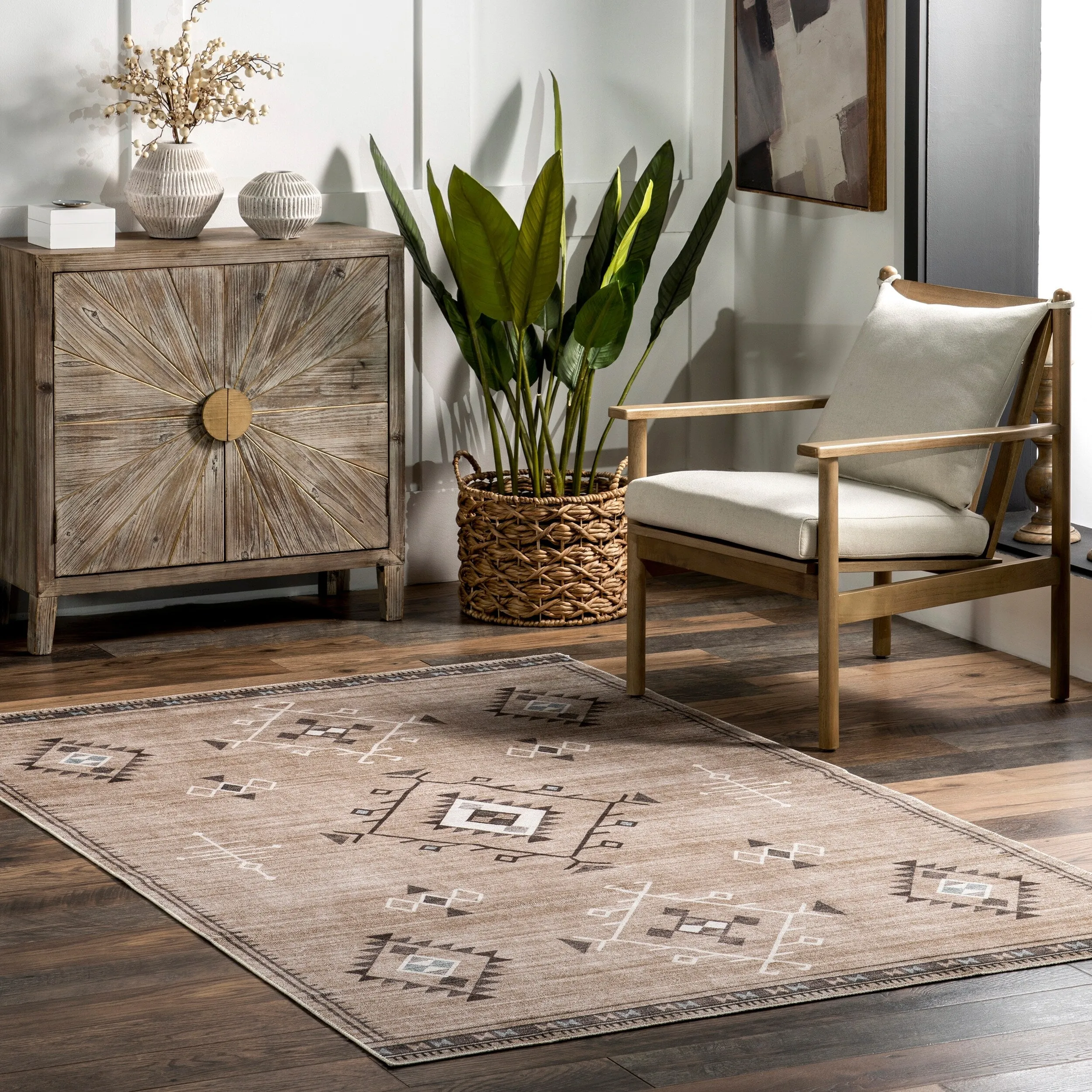 Nuloom Evalyn SpinClean Southwestern Machine Washable Area Rug