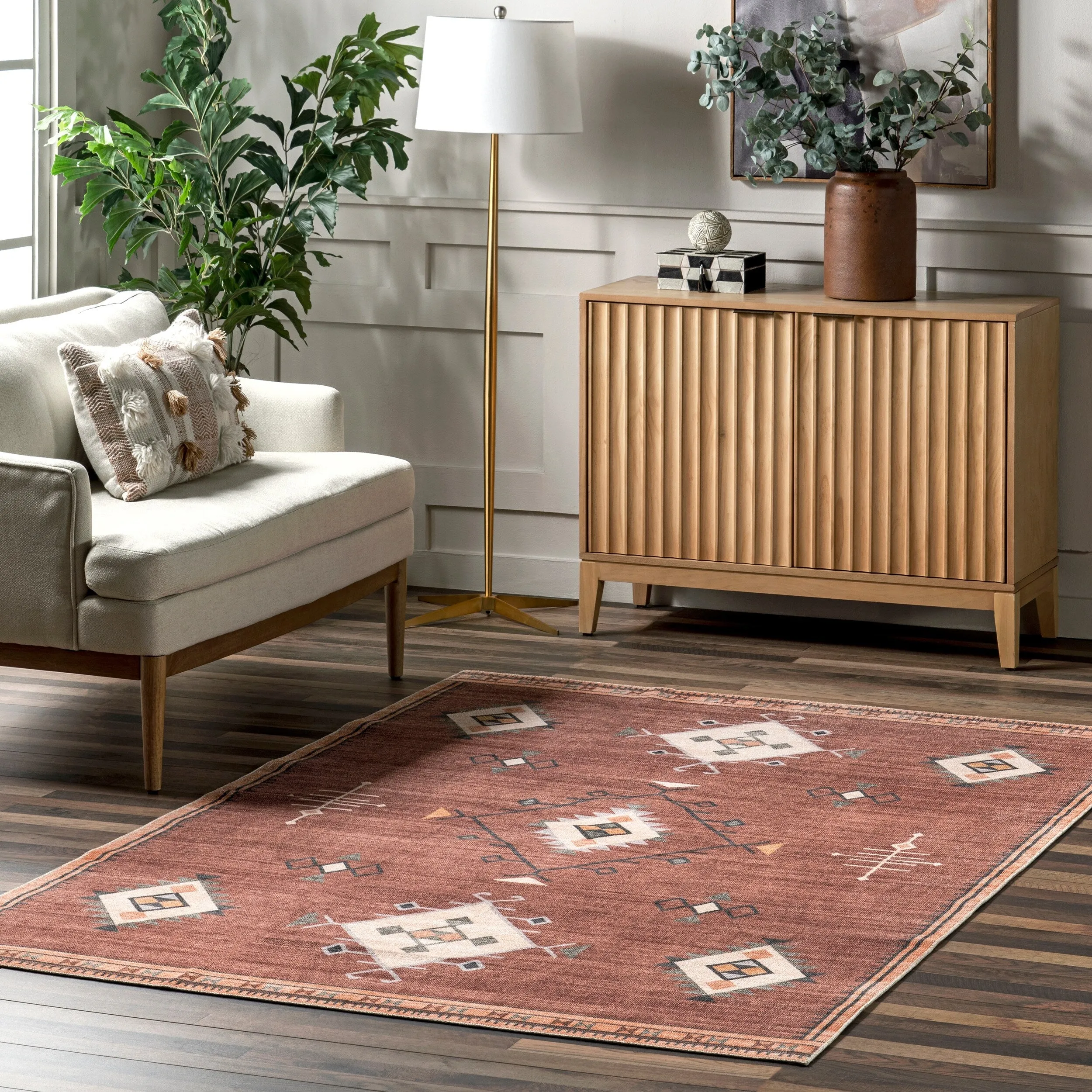 Nuloom Evalyn SpinClean Southwestern Machine Washable Area Rug