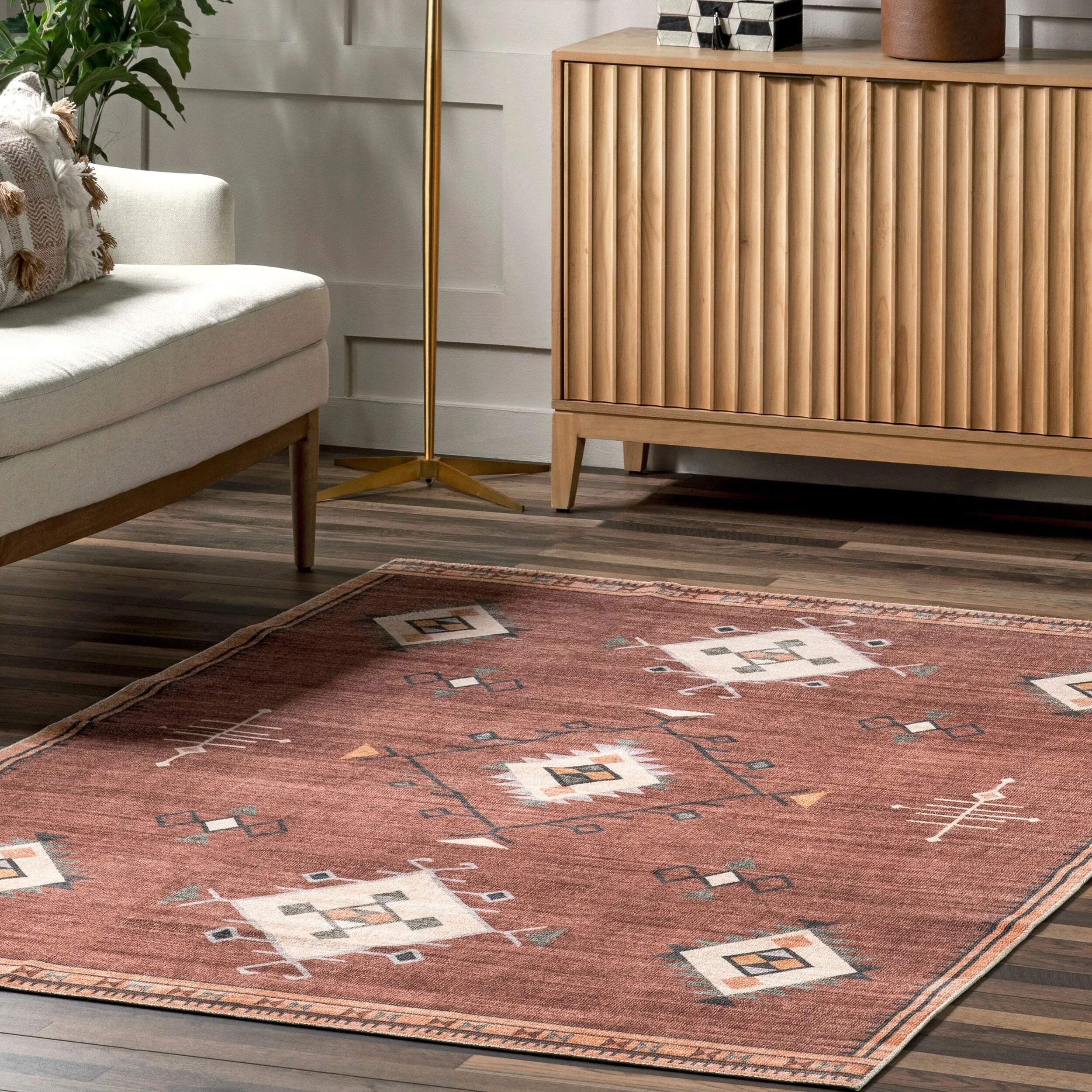 Nuloom Evalyn SpinClean Southwestern Machine Washable Area Rug