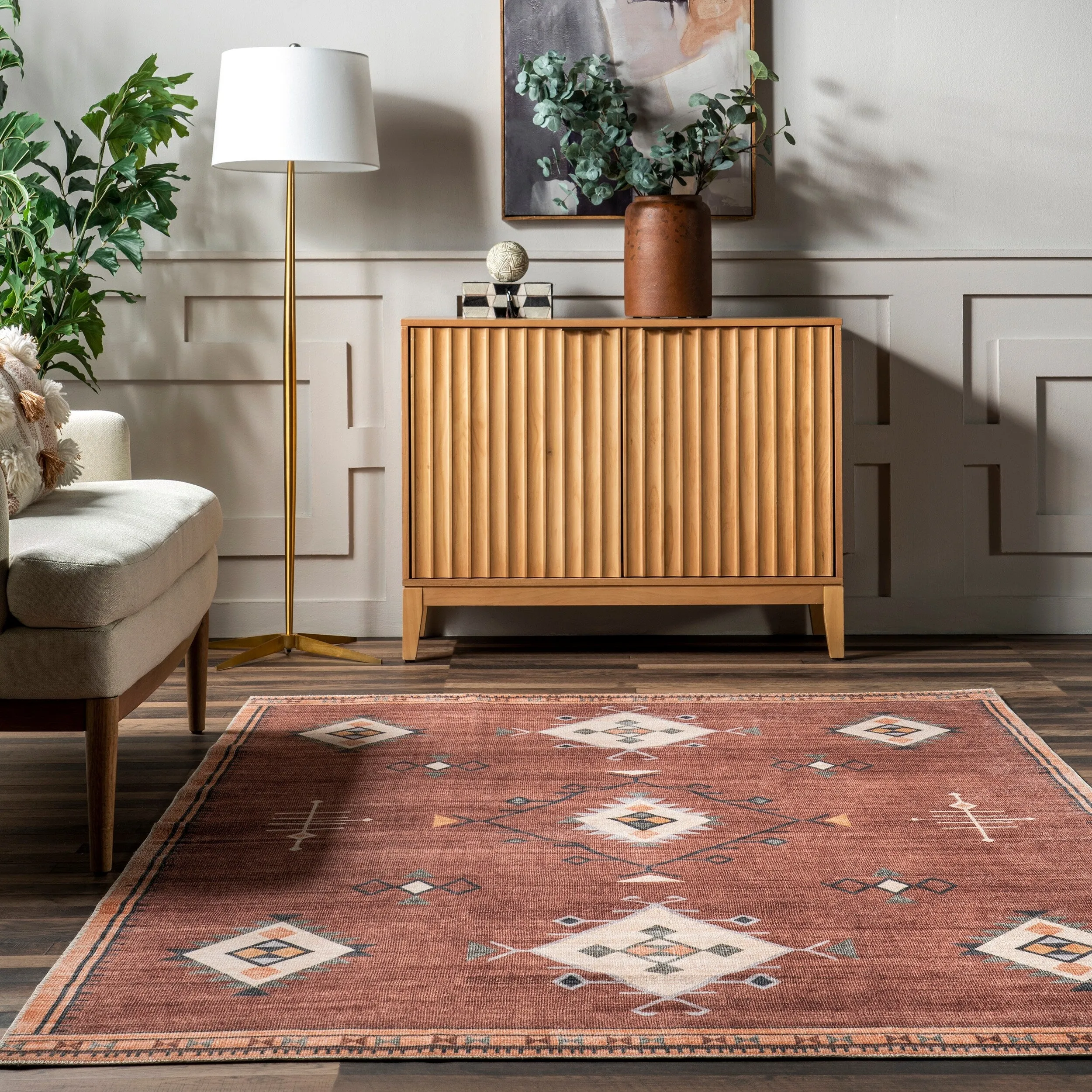 Nuloom Evalyn SpinClean Southwestern Machine Washable Area Rug