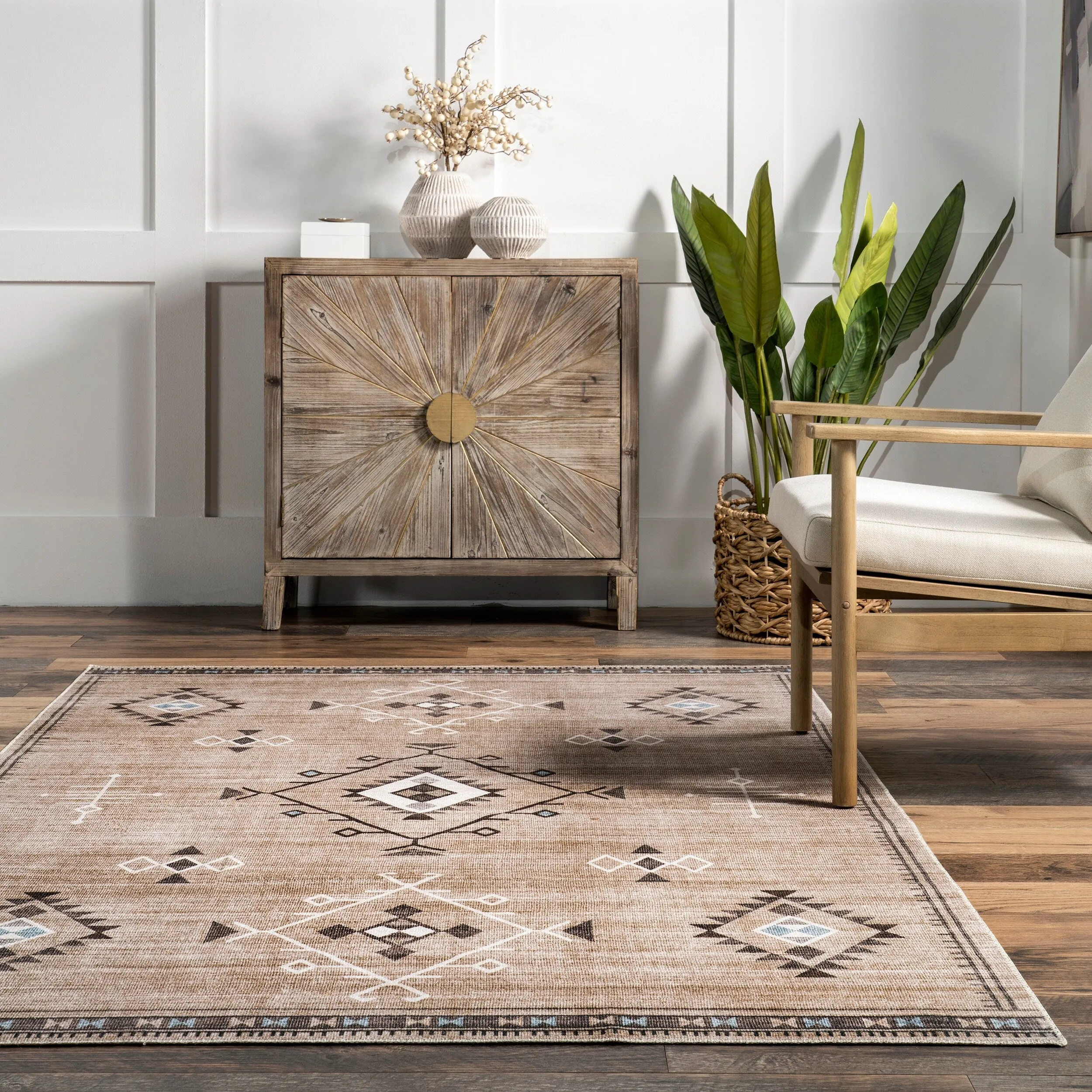 Nuloom Evalyn SpinClean Southwestern Machine Washable Area Rug