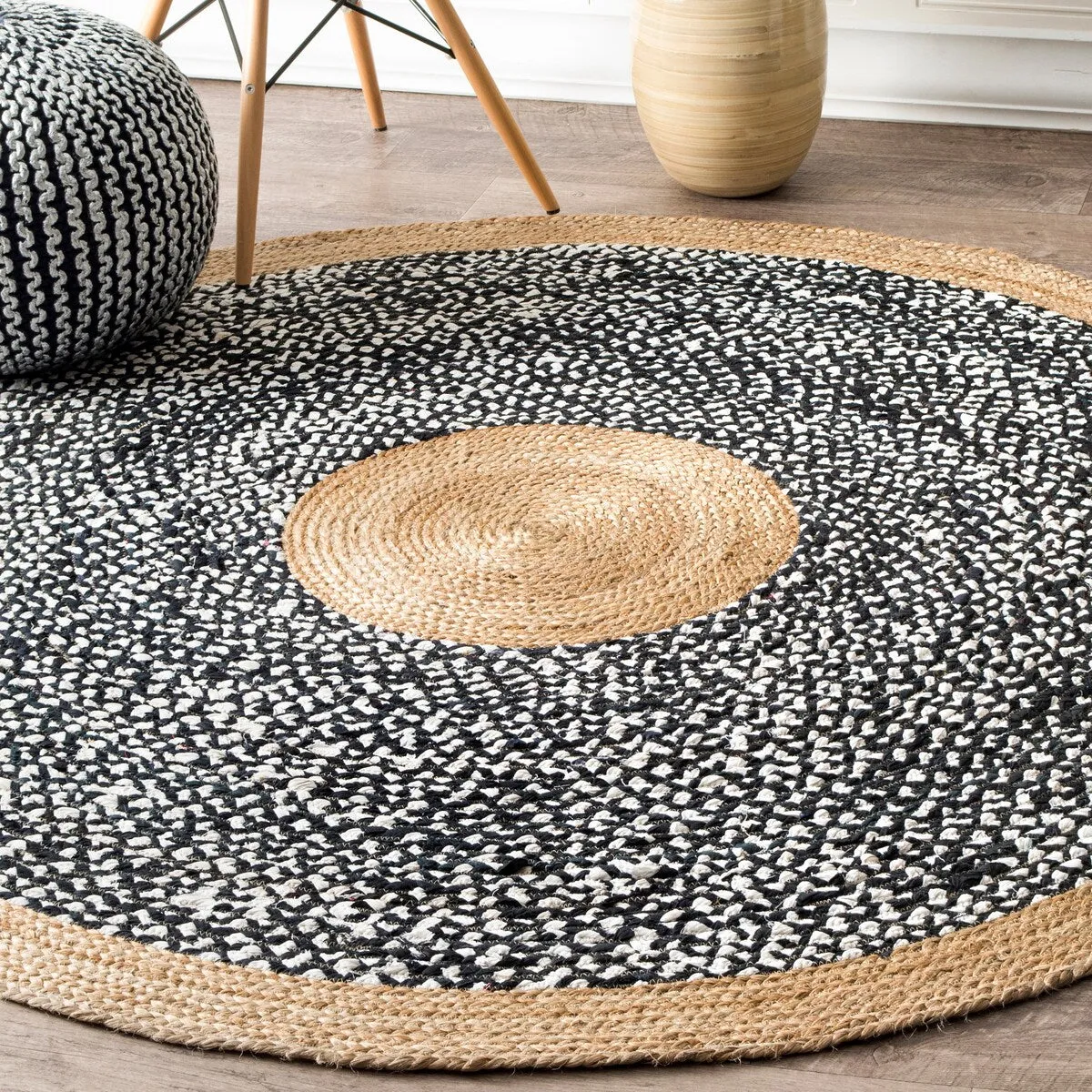 Nuloom Geometric Casual Natural Fiber Jute And Cotton Token Area Rug