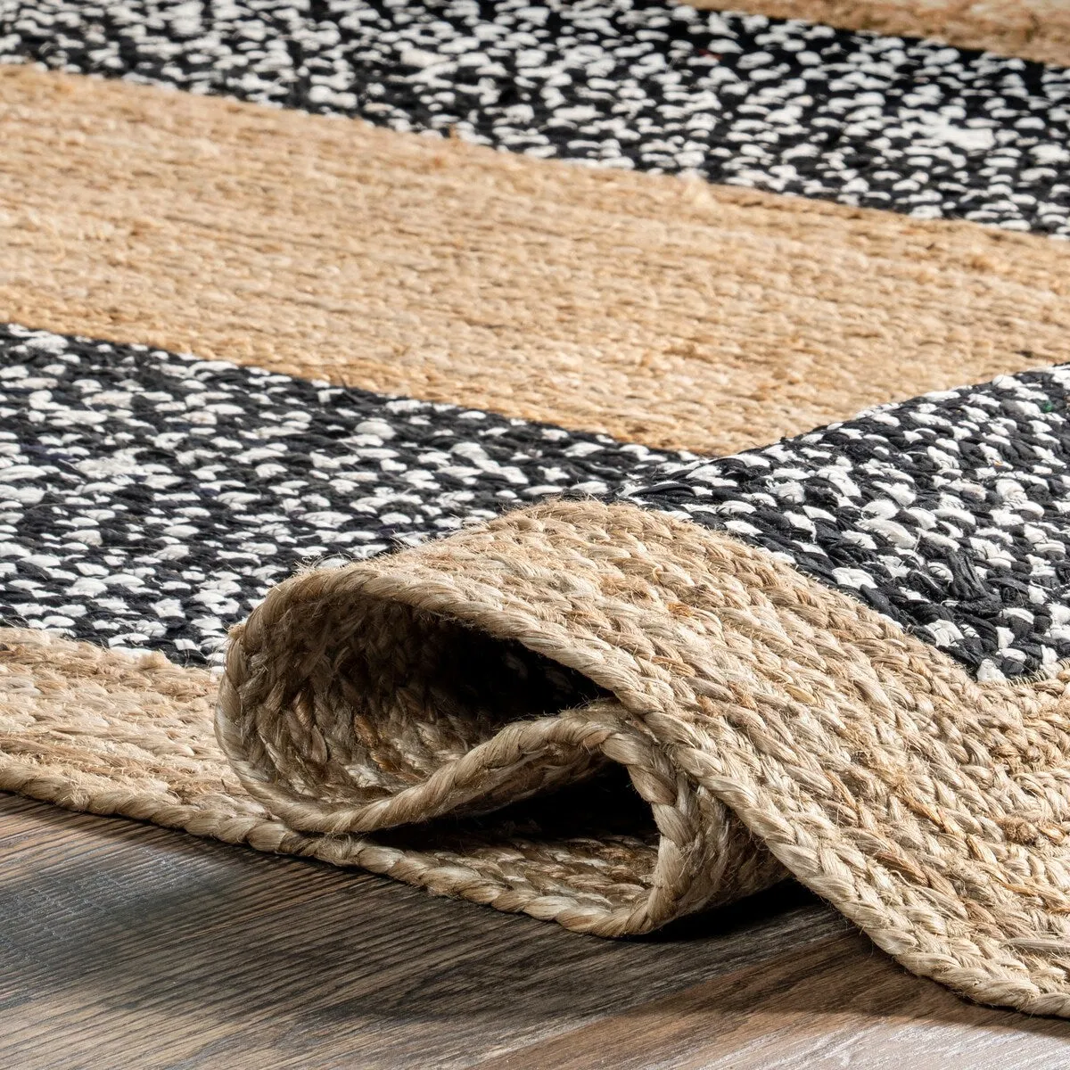 Nuloom Geometric Casual Natural Fiber Jute And Cotton Token Area Rug