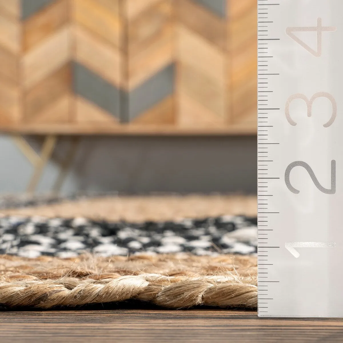 Nuloom Geometric Casual Natural Fiber Jute And Cotton Token Area Rug
