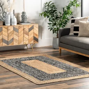 Nuloom Geometric Casual Natural Fiber Jute And Cotton Token Area Rug