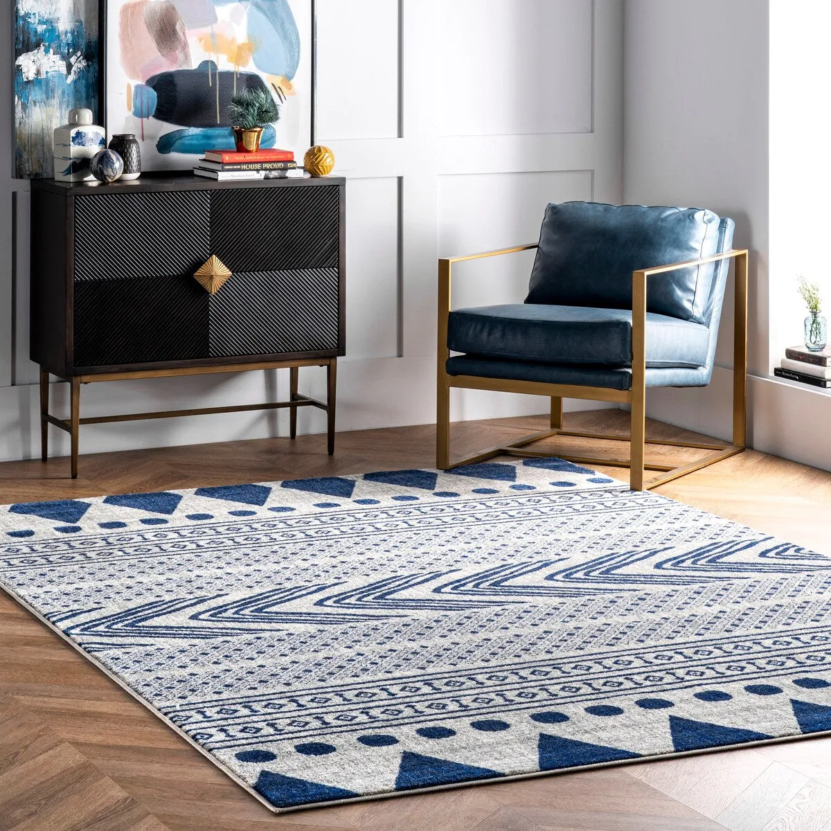 Nuloom Geometric Modern Stripes Faded Area Rug