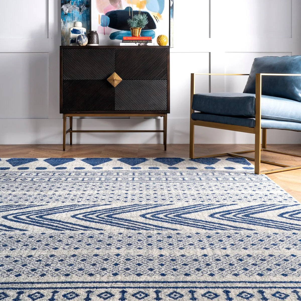 Nuloom Geometric Modern Stripes Faded Area Rug