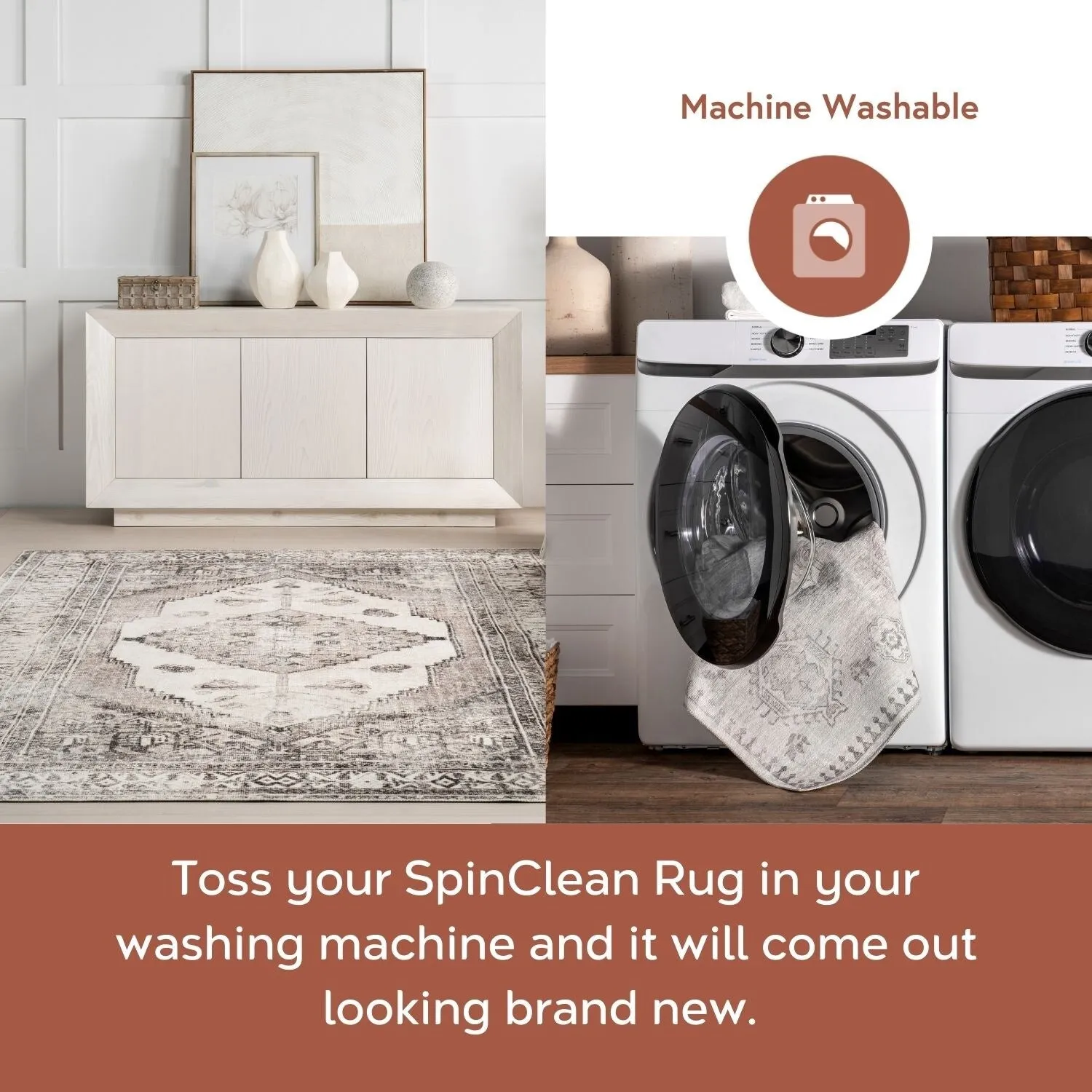 Nuloom Gladys SpinClean Machine Washable Vintage Medallion Area Rug