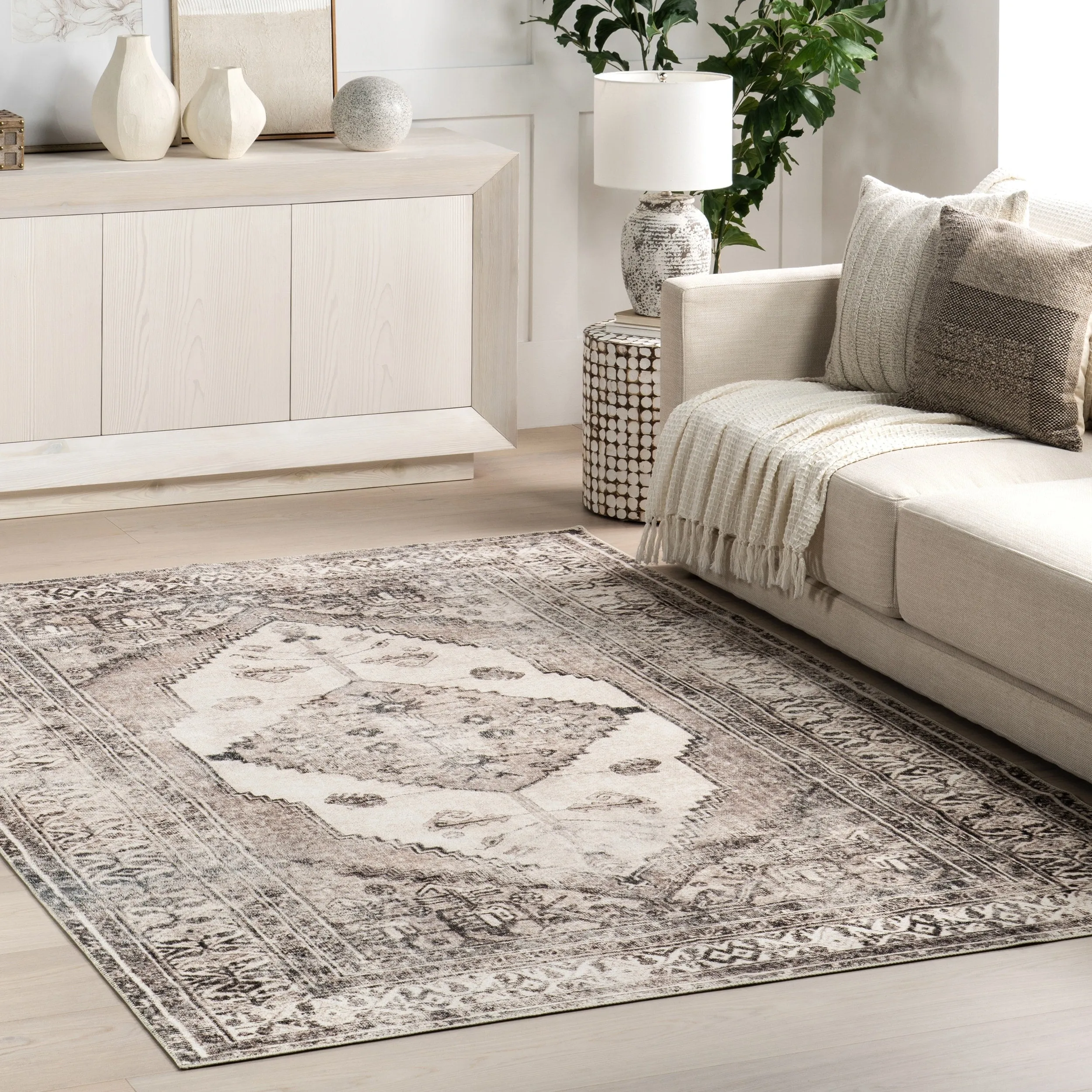 Nuloom Gladys SpinClean Machine Washable Vintage Medallion Area Rug