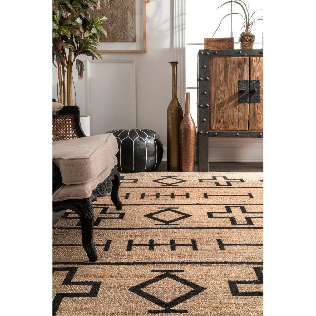 Nuloom Handmade Native Drawings Jute Natural Runner Rug