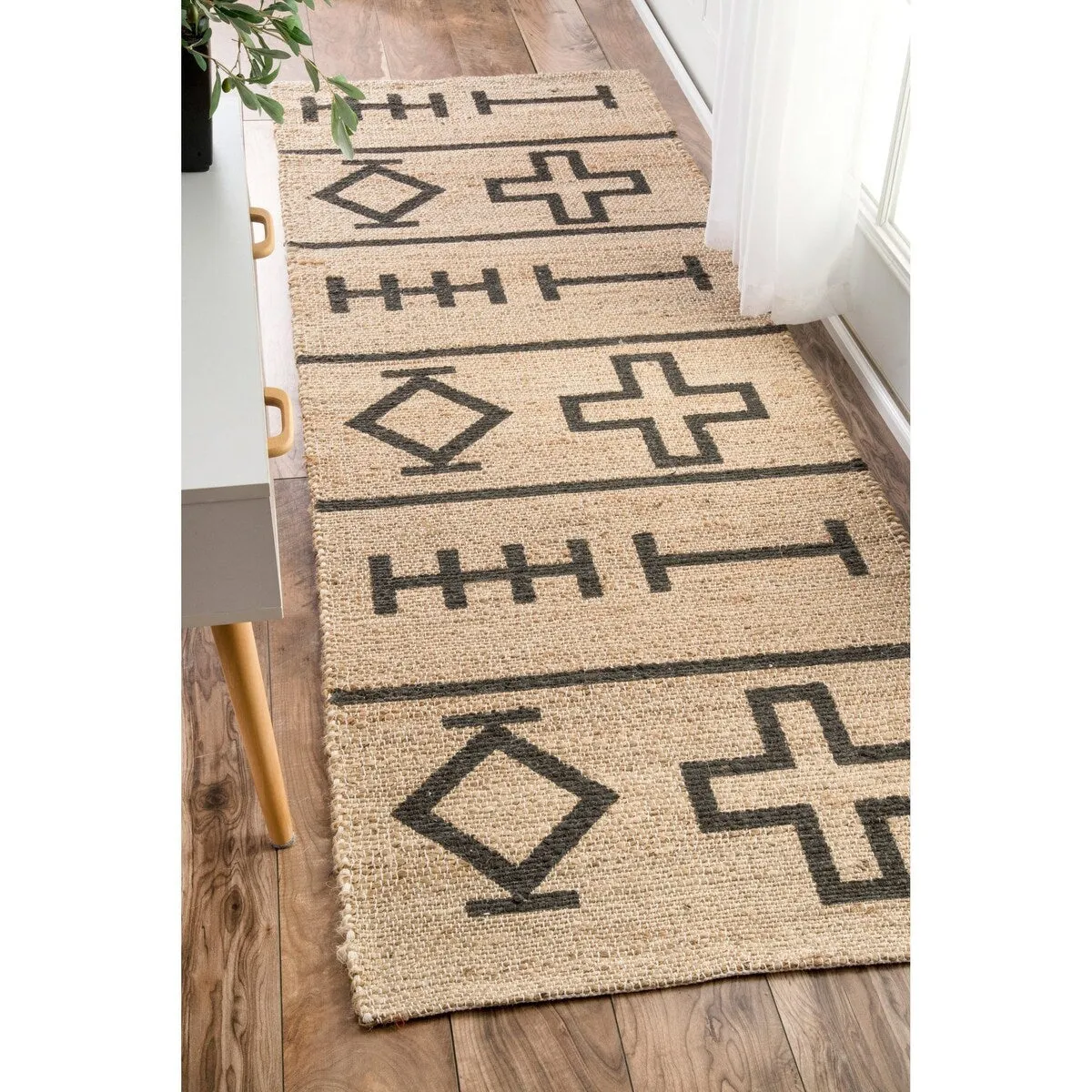 Nuloom Handmade Native Drawings Jute Natural Runner Rug