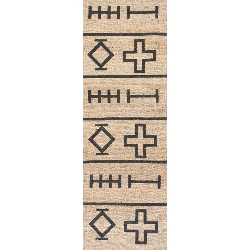Nuloom Handmade Native Drawings Jute Natural Runner Rug