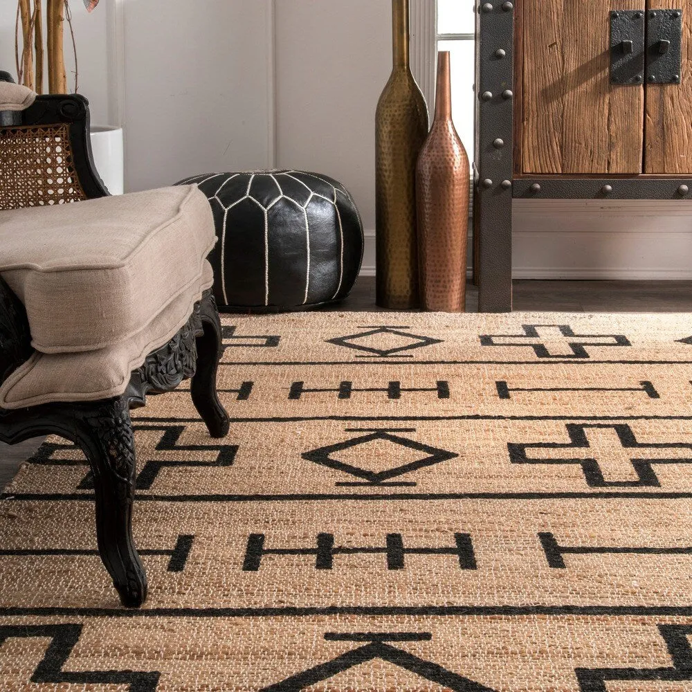 Nuloom Handmade Native Drawings Jute Natural Runner Rug