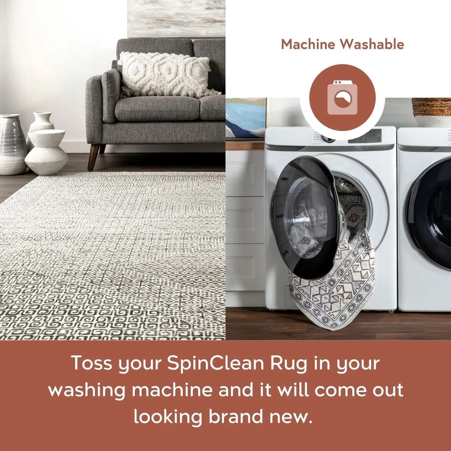 Nuloom Hart SpinClean Abstract Tribal Machine Washable Area Rug