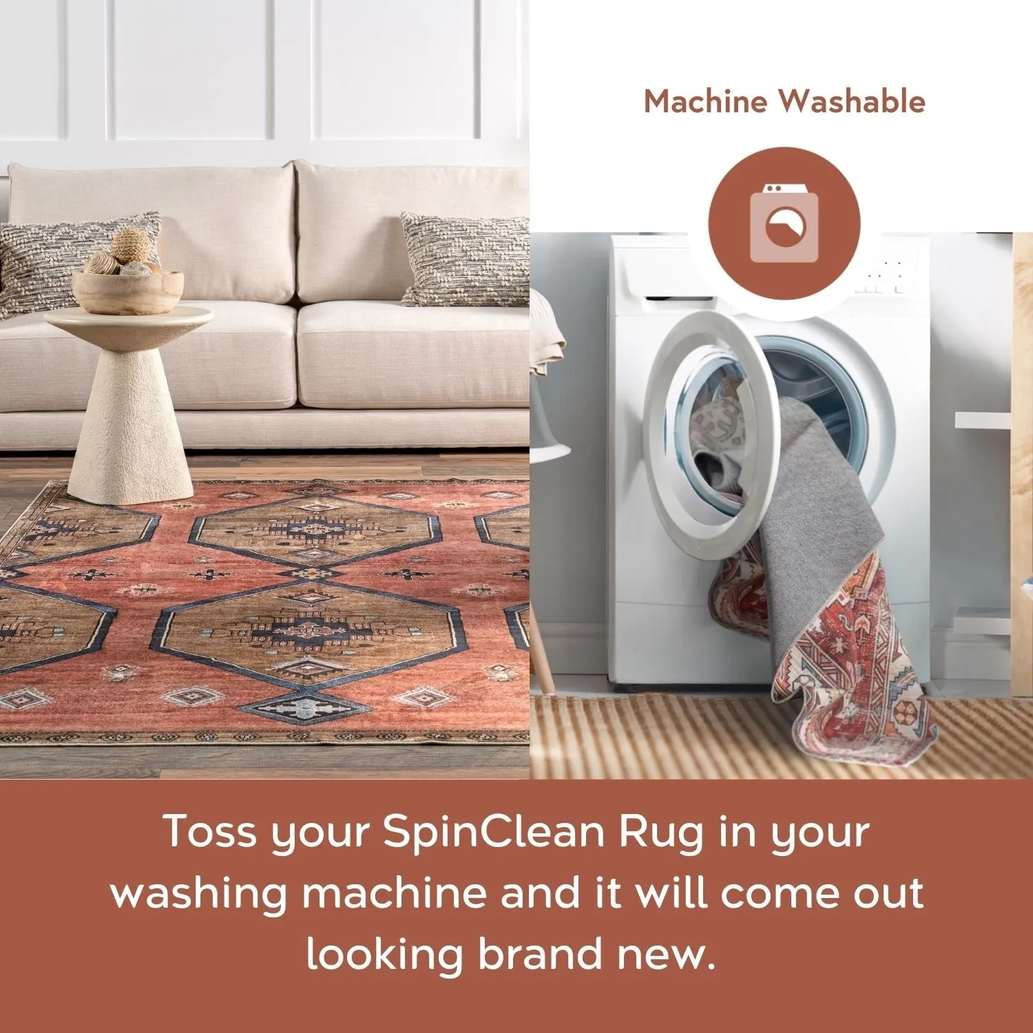 Nuloom Jayla SpinClean Machine Washable Zebra Faux Cowhide Area Rug